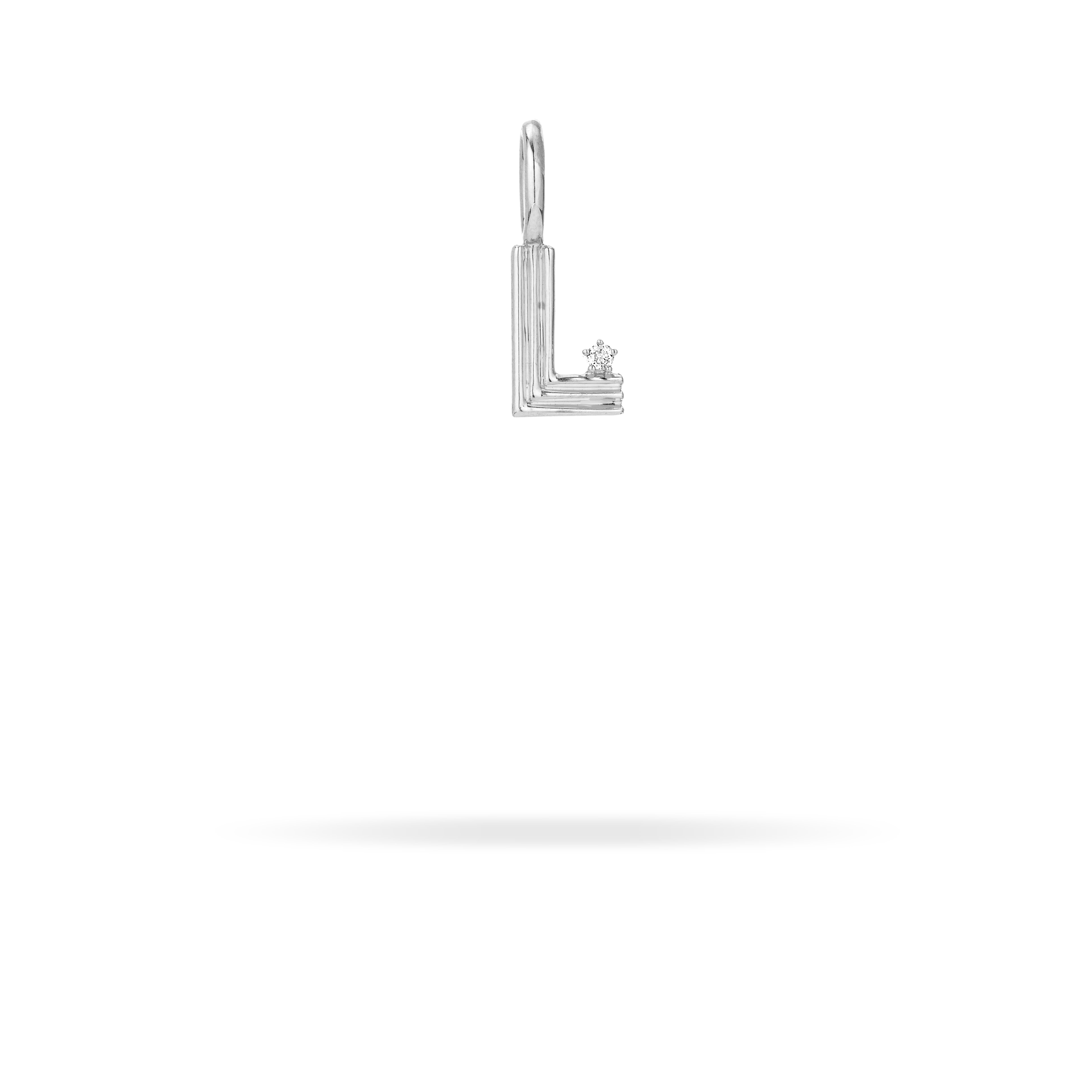 Sterling Silver Groovy Diamond Initial Mini Charm Letter L - Perfect for Necklaces, Bracelets & Personalized Jewelry Gifts