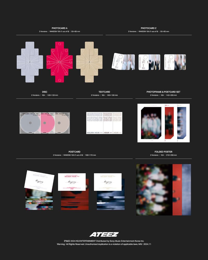 ATEEZ 11th Mini Album [GOLDEN HOUR : Part.2] - 3 Versions Limited Edition K-Pop CD | Perfect for K-Pop Collectors & ATINY Fanbase | Great for Gifts, Concerts & Fan Meetings