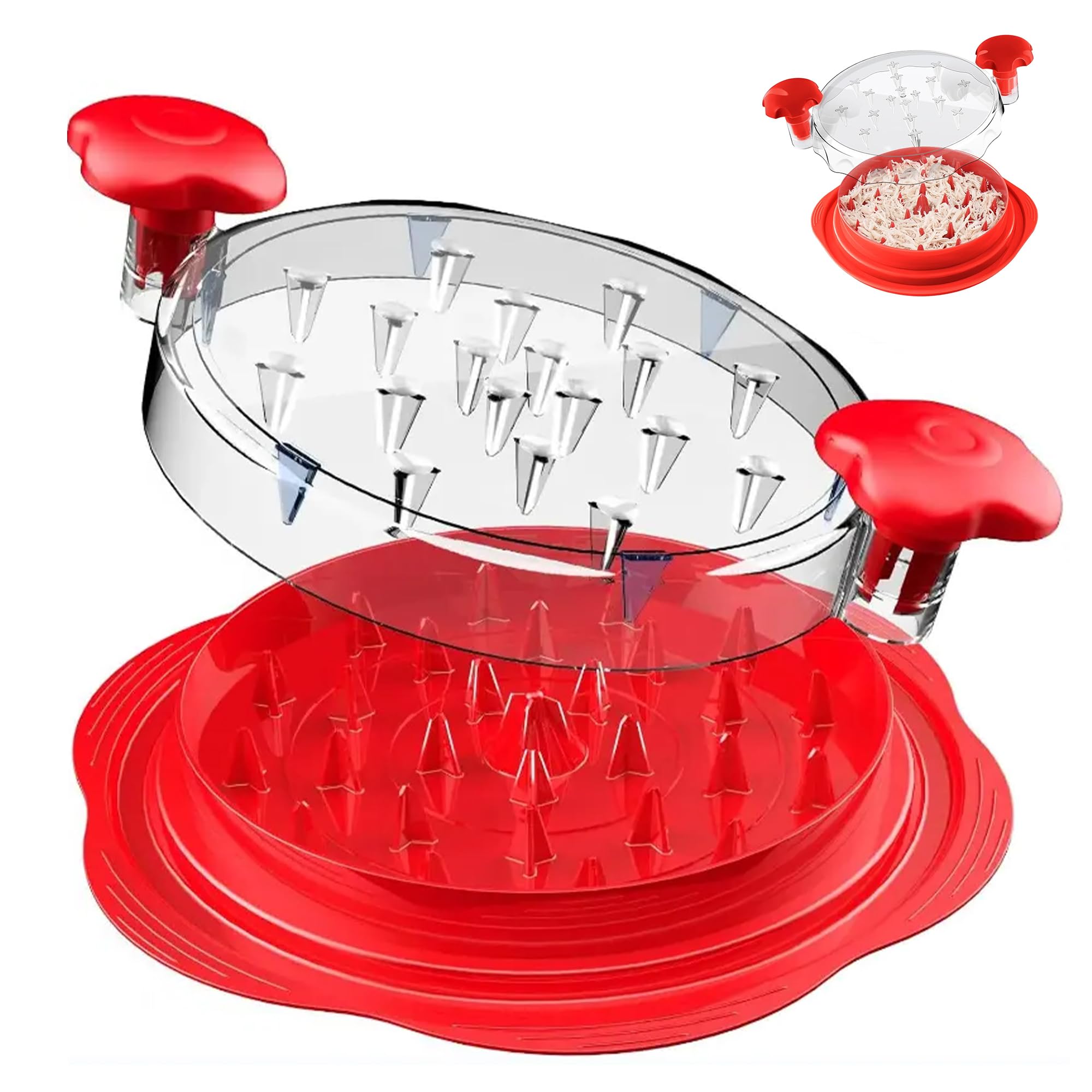 Premium Chicken Shredder Tool - BPA Free Meat Shredder with Anti-Slip Grip & Ergonomic Handle | Dishwasher Safe Kitchen Accessory for Pork, Beef, Chicken | Perfect for Meal Prep, BBQ, Tacos & Pulled Meat (Red)