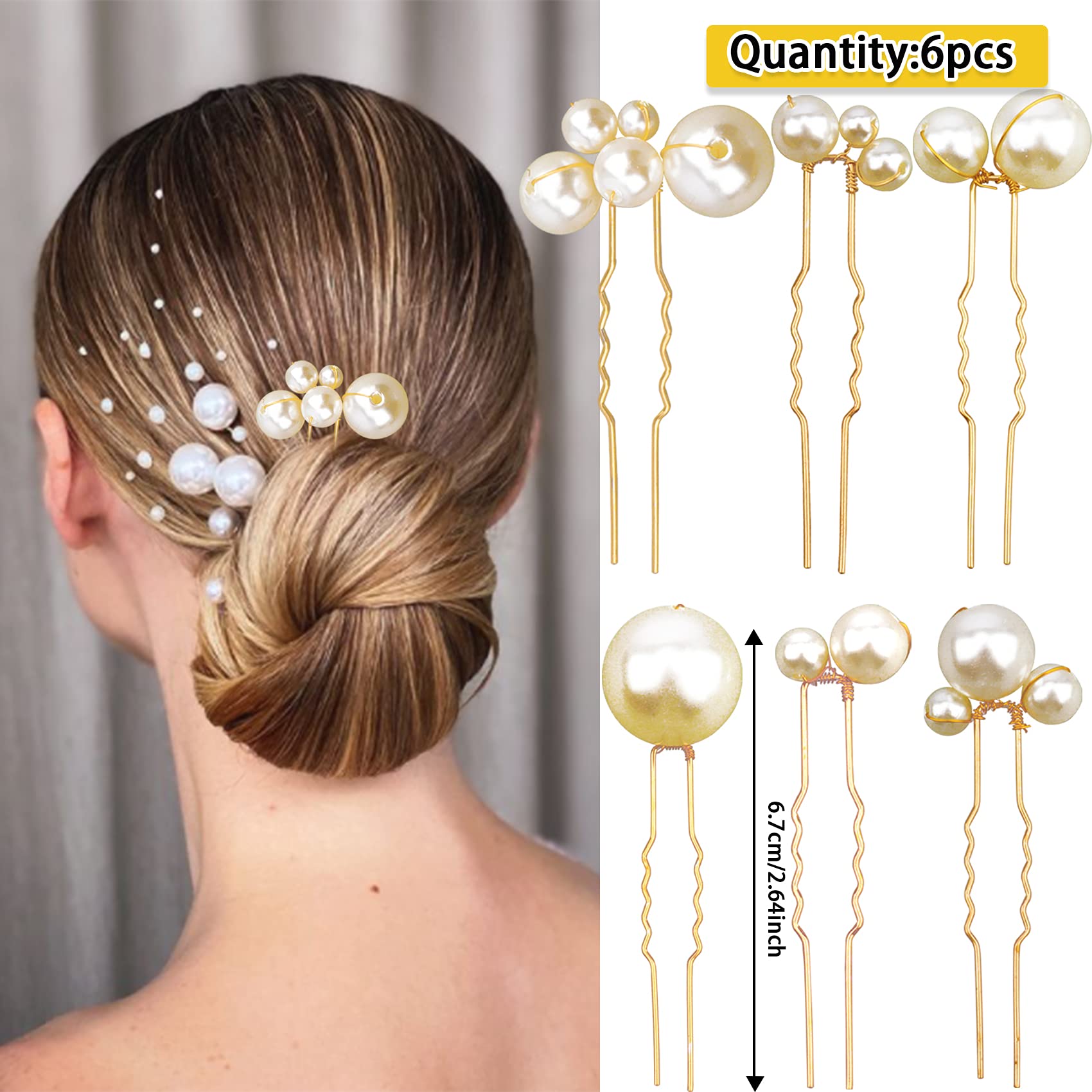 30Pcs Elegant Pearl Rhinestone Hair Pins for Brides & Bridesmaids - Gold Wedding Hair Accessories for Updos, Bun & Special Occasions
