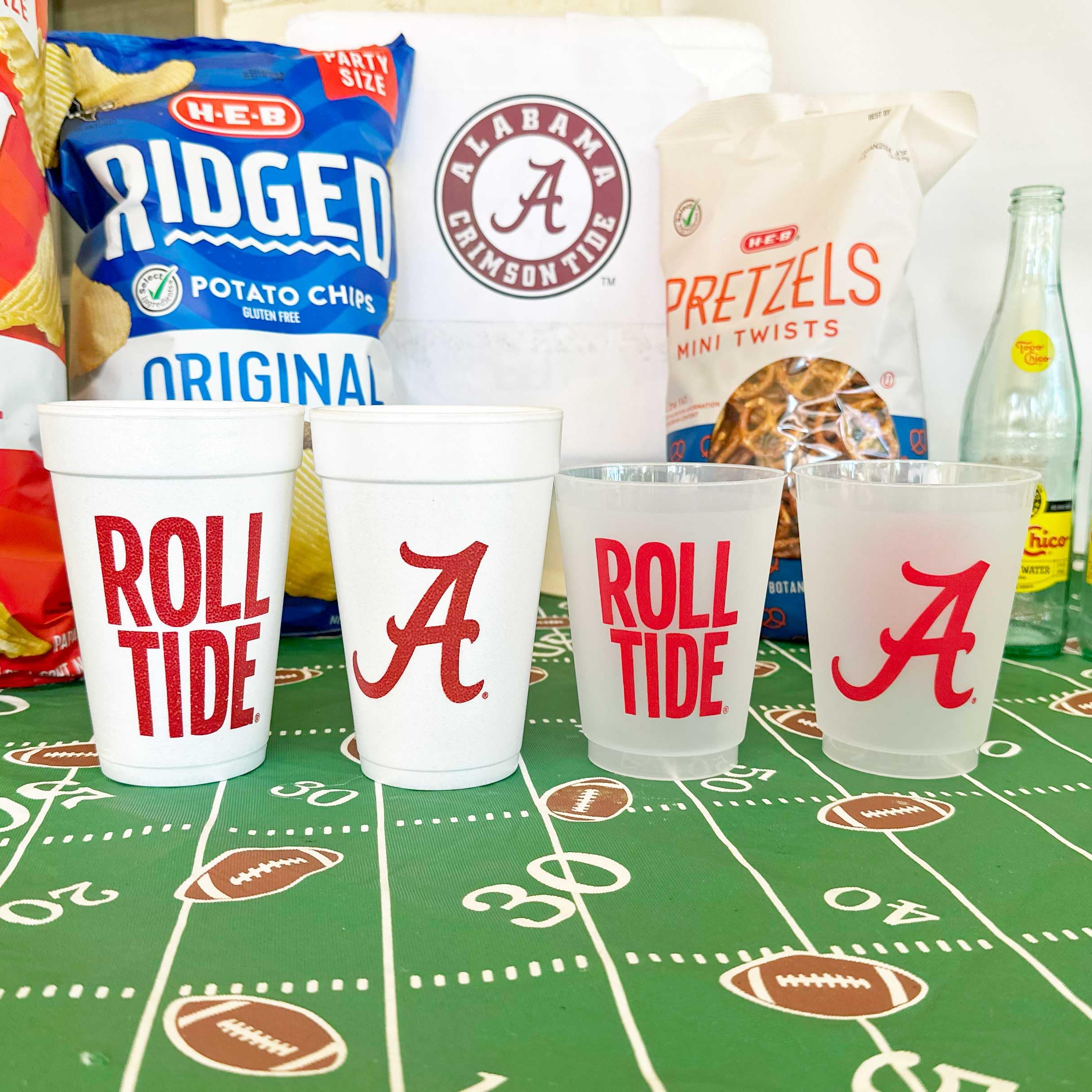 Officially Licensed University of Alabama Roll Tide 16oz Frosted Plastic Cups - 10 Pack Reusable Party Cups for Game Day, Tailgating & College Sports Events - Elegant Printed Drinkware for Football Parties, BBQs & Outdoor Gatherings