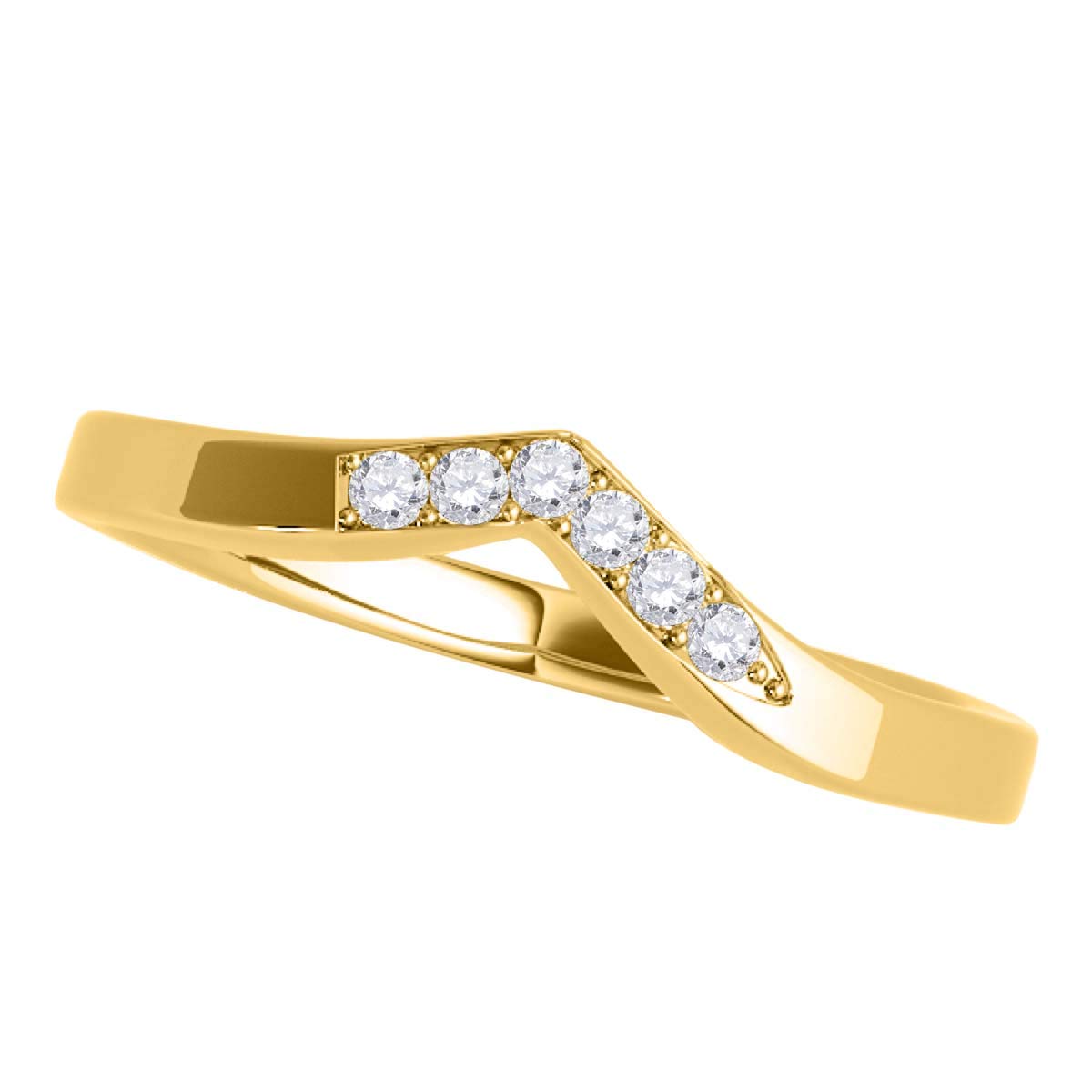 MauliJewels 0.06 Carat Curved Diamond Engagement Ring for Women - 10K Solid Yellow Gold Wedding Band with 4 Prong Setting | Genuine Diamond Bridal Jewelry for Proposals, Anniversaries & Special Occasions