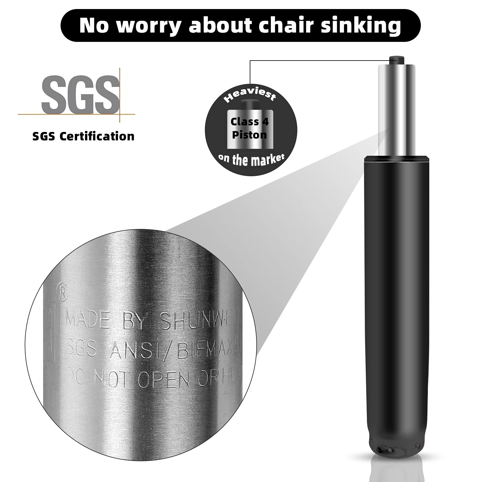 4.7 Inch Heavy Duty Office Chair Gas Lift Cylinder - Universal Replacement Hydraulic Piston for Most Office Chairs | Durable & Adjustable Height Mechanism for Home Office, Gaming & Ergonomic Workspaces