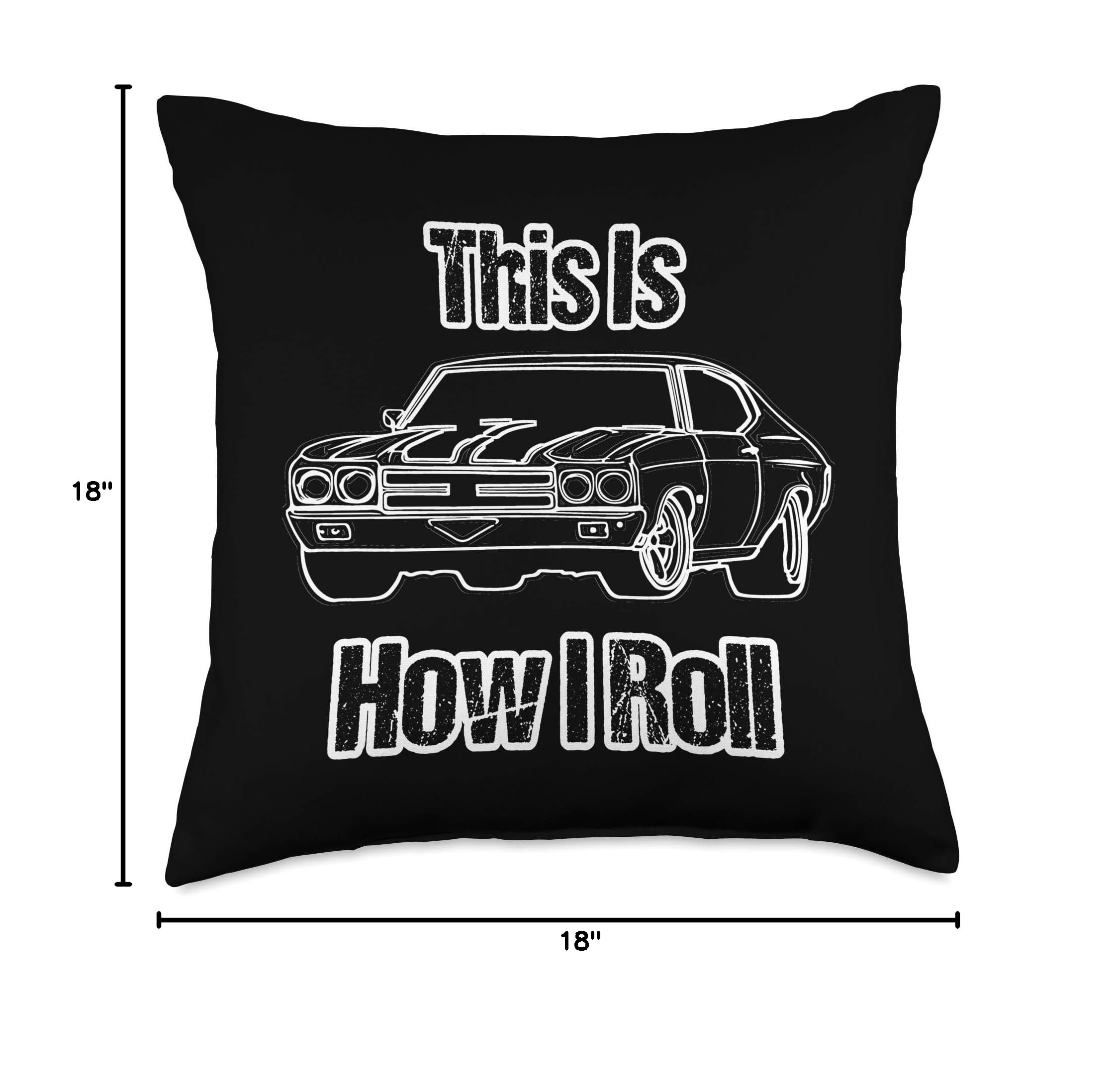 Funny Muscle Car Throw Pillow 18x18 - Perfect for Car Lovers & Home Decor