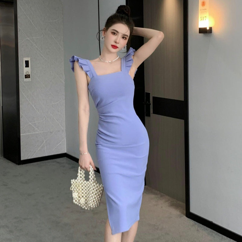 Elegant French Sheath Dress for Women - Summer Sexy Spaghetti Strap Midi Skirt - Perfect for Date Night, Beach Vacation & Cocktail Parties