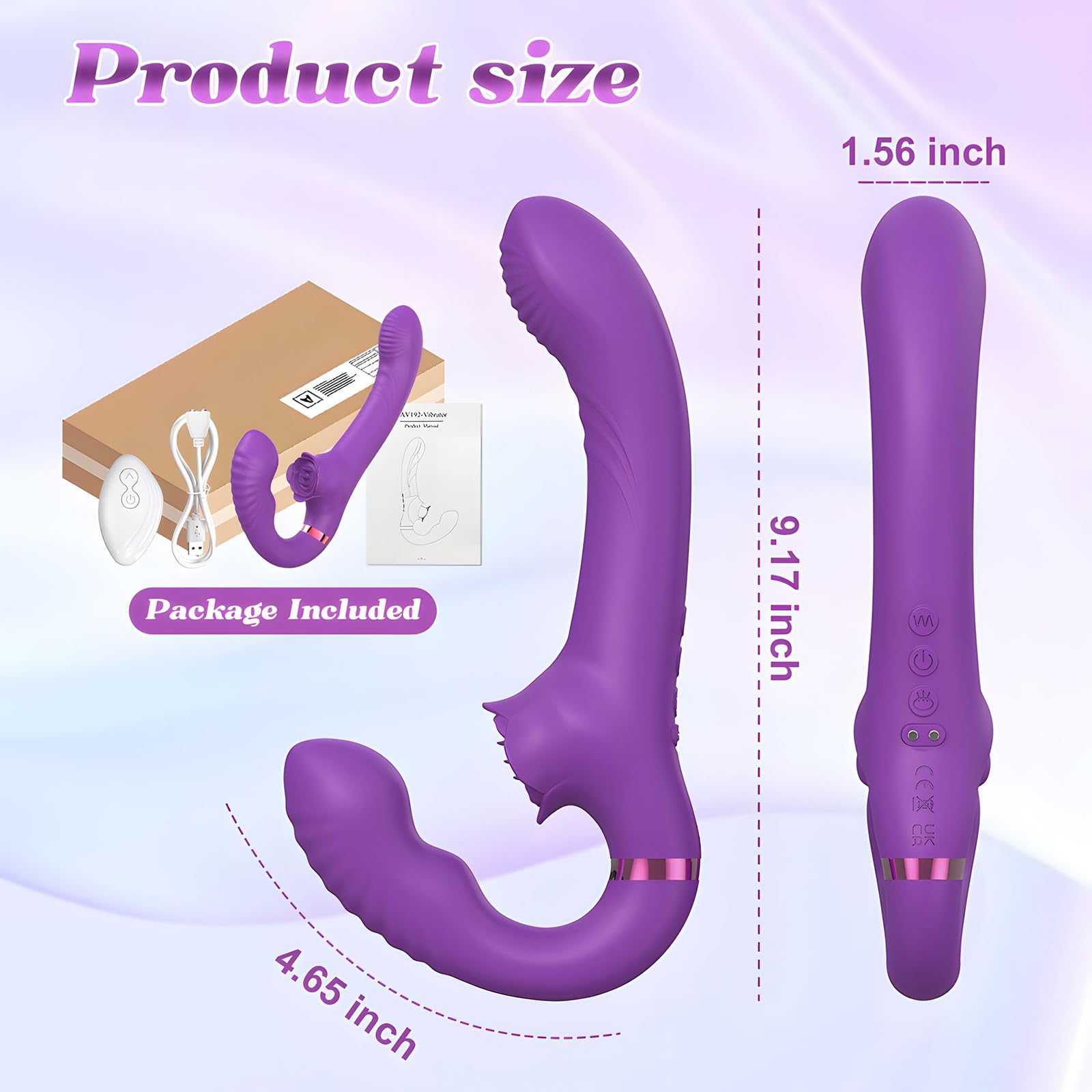 Strapless Strap-On G-Spot Dildo Vibrator - 10 Powerful Vibration Modes with Remote Control, Wearable Double-Ended Design, Body-Safe Silicone for Couples & Solo Play - Perfect for Lesbian Couples, Women's Pleasure & Spicing Up Intimate Moments