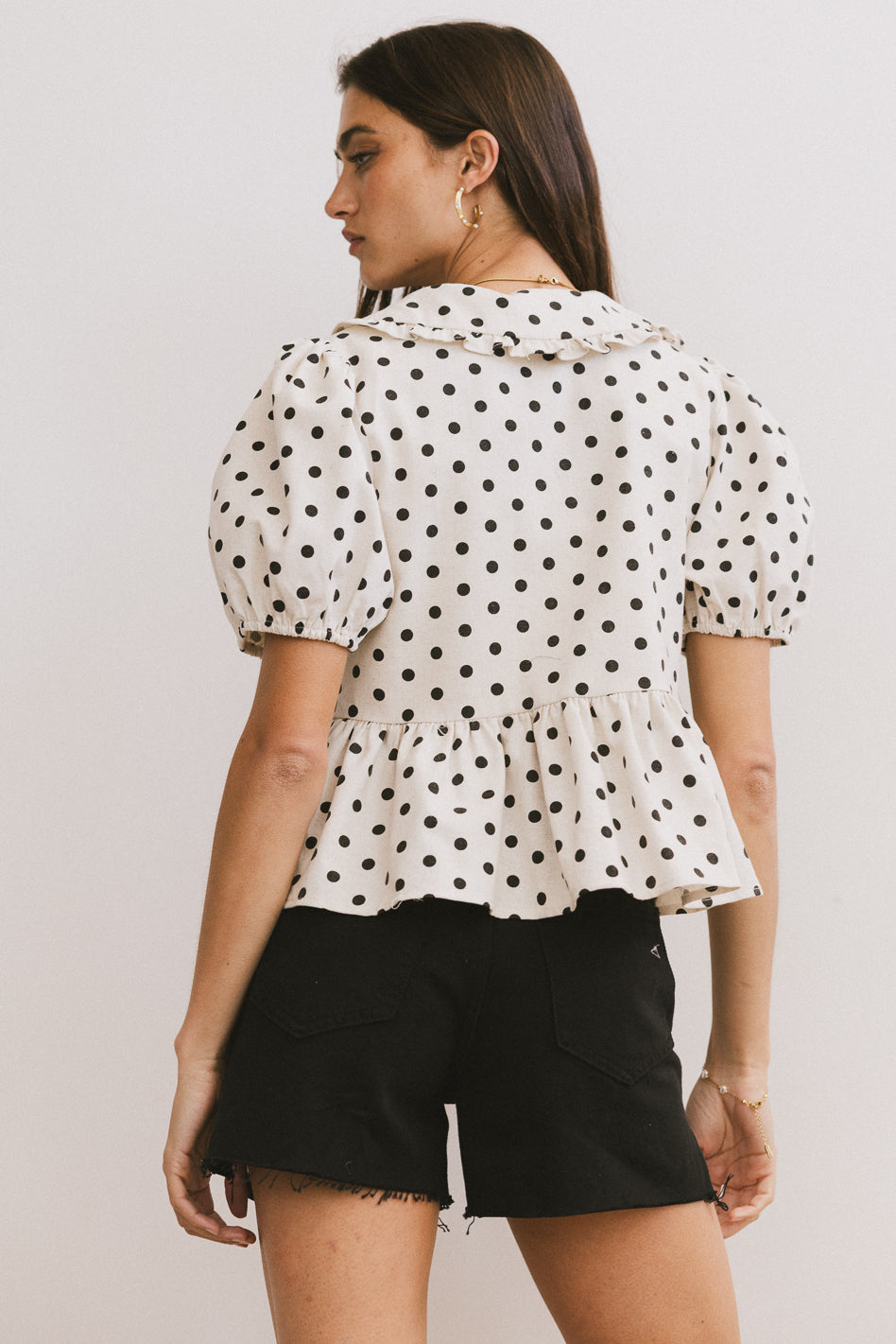 Nova Polka Dot Peplum Top for Women - Stylish Floral Print Blouse with Ruffled Hem - Perfect for Casual Wear, Office Outfits & Date Nights