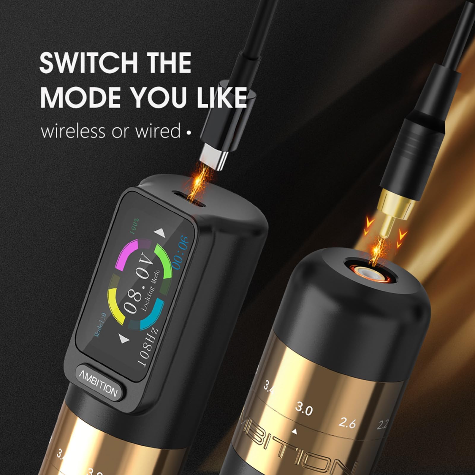 Wireless Rotary Tattoo Machine - 6 Adjustable Stroke (2.2-4.2mm), Brushless Motor, 2400mAh Battery for Professional Tattoo Artists | Perfect for Tattoo Studios, Home Use & Professional Artwork