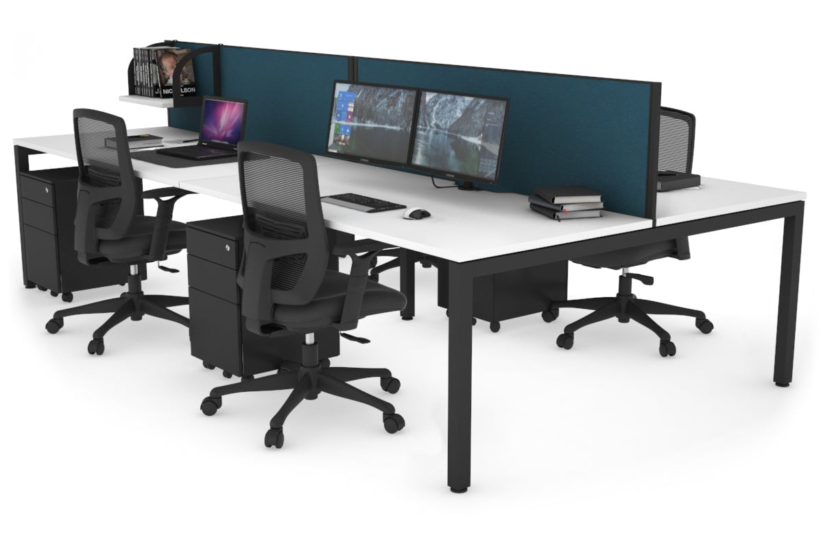 4-Person Office Workstation with Quadro Square Legs - 1800L x 800W Desk with Cable Management Scallop | Perfect for Collaborative Workspaces & Open Office Environments