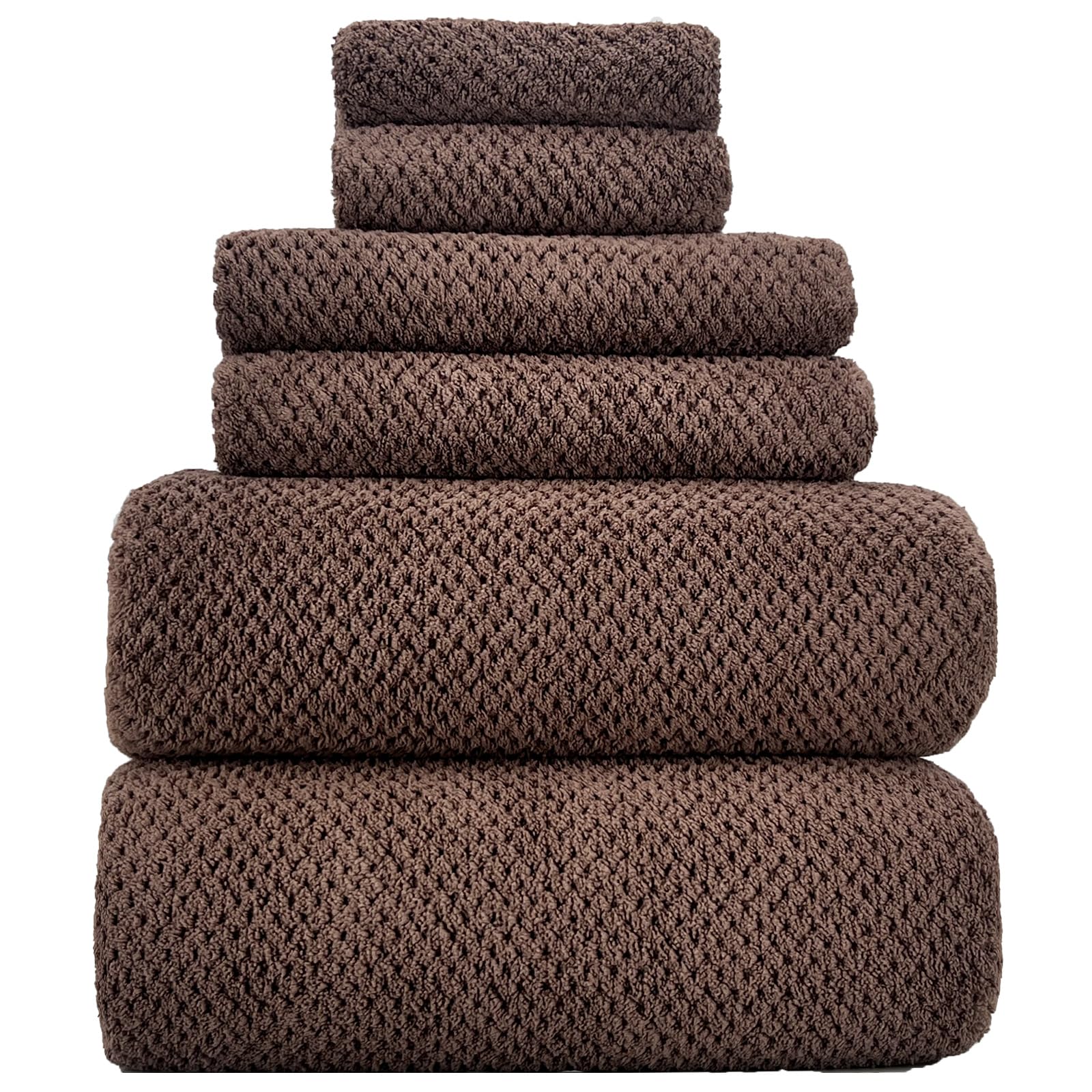YTYC Oversized Bath Towels 39x78 Inch - Luxury Super Soft & Highly Absorbent Microfiber Bath Sheets for Adults, Extra Large Bathroom Towel Set (6-Piece, Brown) - Perfect for Spa, Beach, and Hotel-Style Bathing Experience
