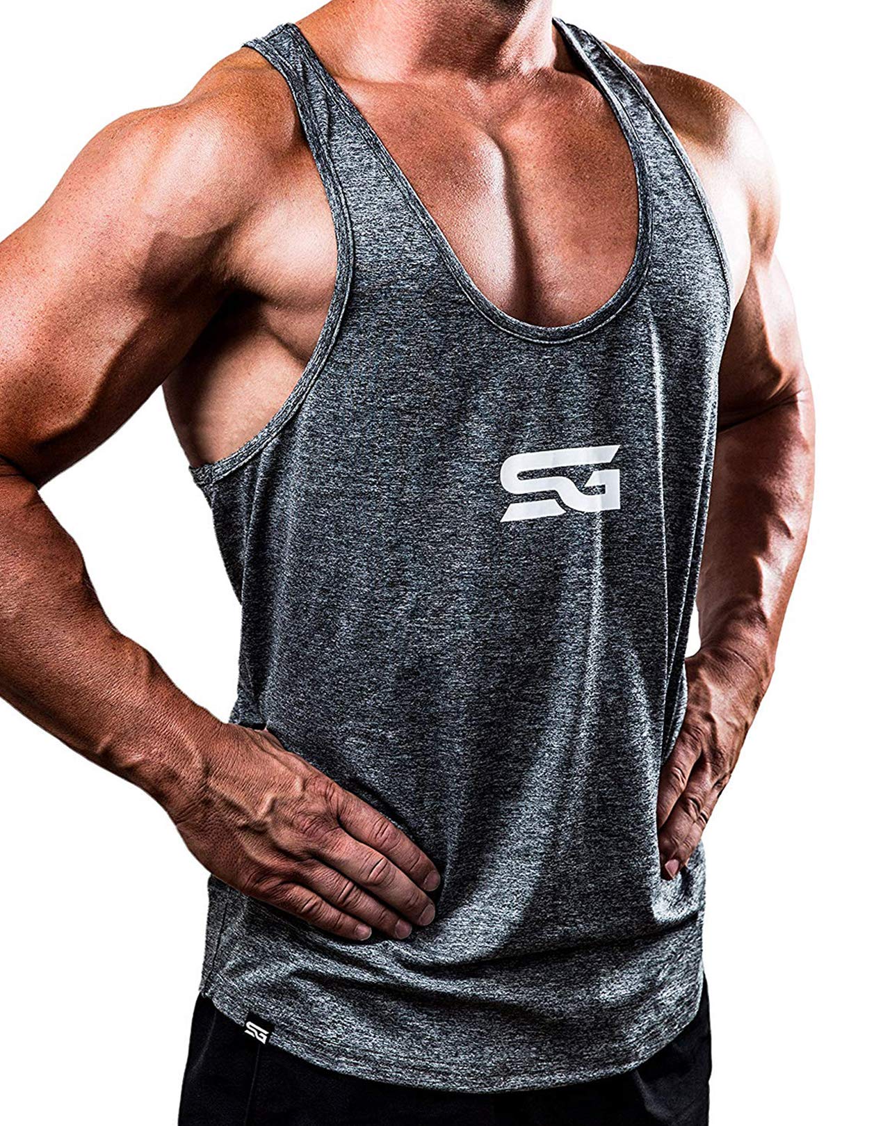 Satire Men's Gym Fitness Stringer - Functional Workout Tank Top for Training & Exercise - Slim Fit Muscle Shirt for Bodybuilding & Gym Wear