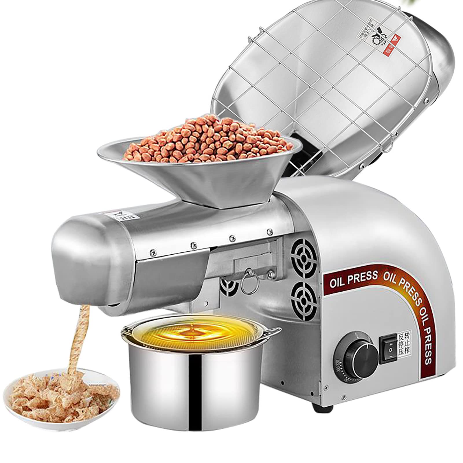 1250W Automatic Oil Press Machine for Hot & Cold Oil Extraction - High Efficiency Oil Extractor for Tea Seeds, Olive Kernels, Sesame Seeds - Perfect for Home & Commercial Use in Kitchen, Farm, or Small Business