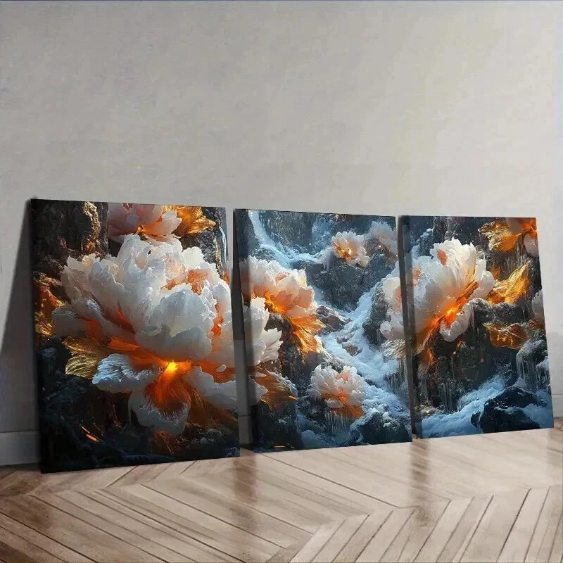 3-Piece Giant Peony Wall Art Set - Luxurious Framed Canvas Prints 50x70cm (20x28in) | High Quality Australian Made Wall Decor | Perfect for Living Room, Bedroom & Office Decor