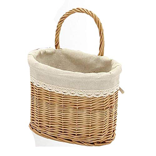 Handmade Woven Hanging Storage Basket - Wall Mounted Organizer for Home, Picnic, Bread & Fruit - Natural Fiber Basket with Handle for Kitchen, Bathroom & Outdoor Use