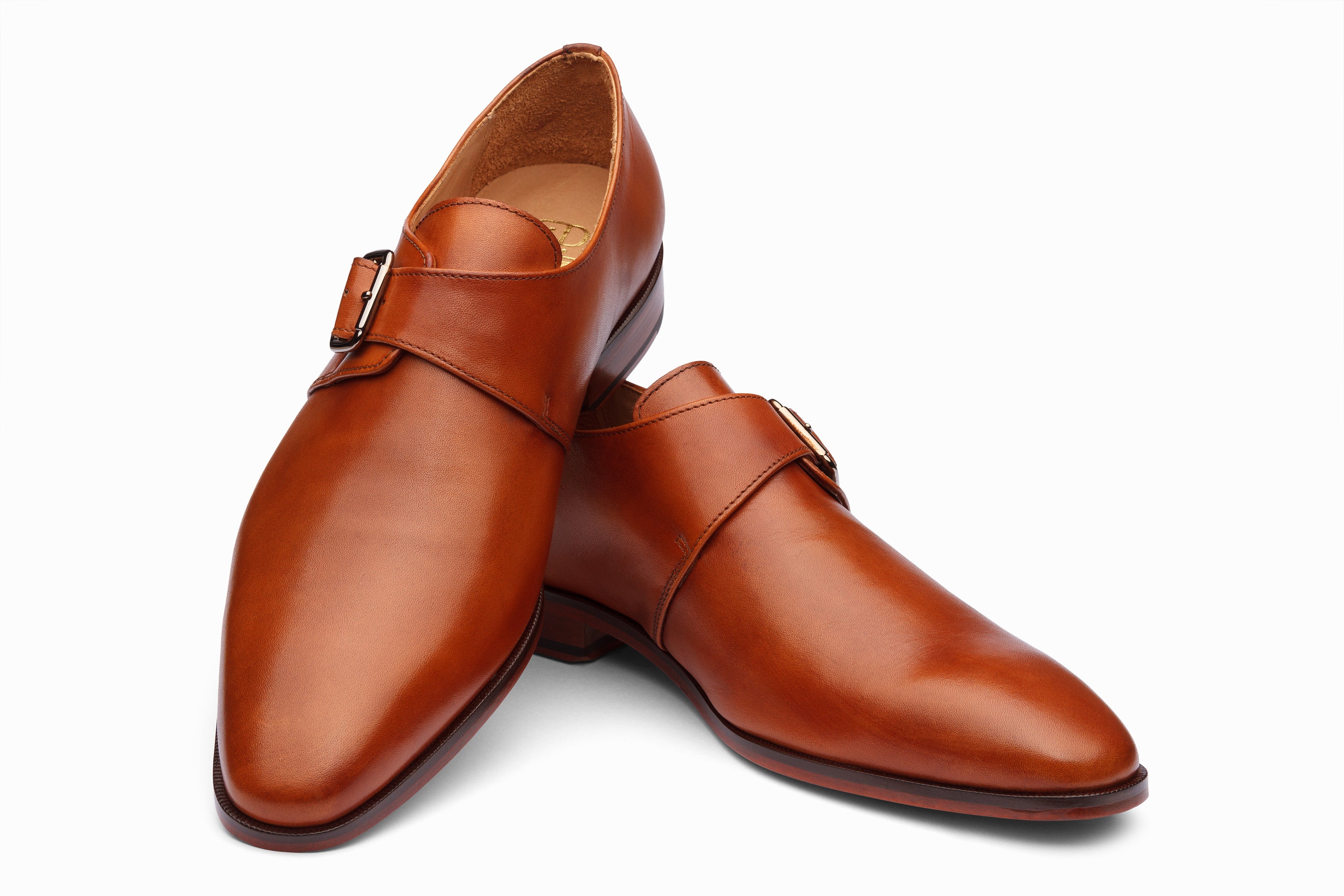 Men's Single Monkstrap Dress Shoes in Tan - Classic Formal & Business Attire for Weddings, Office & Special Occasions