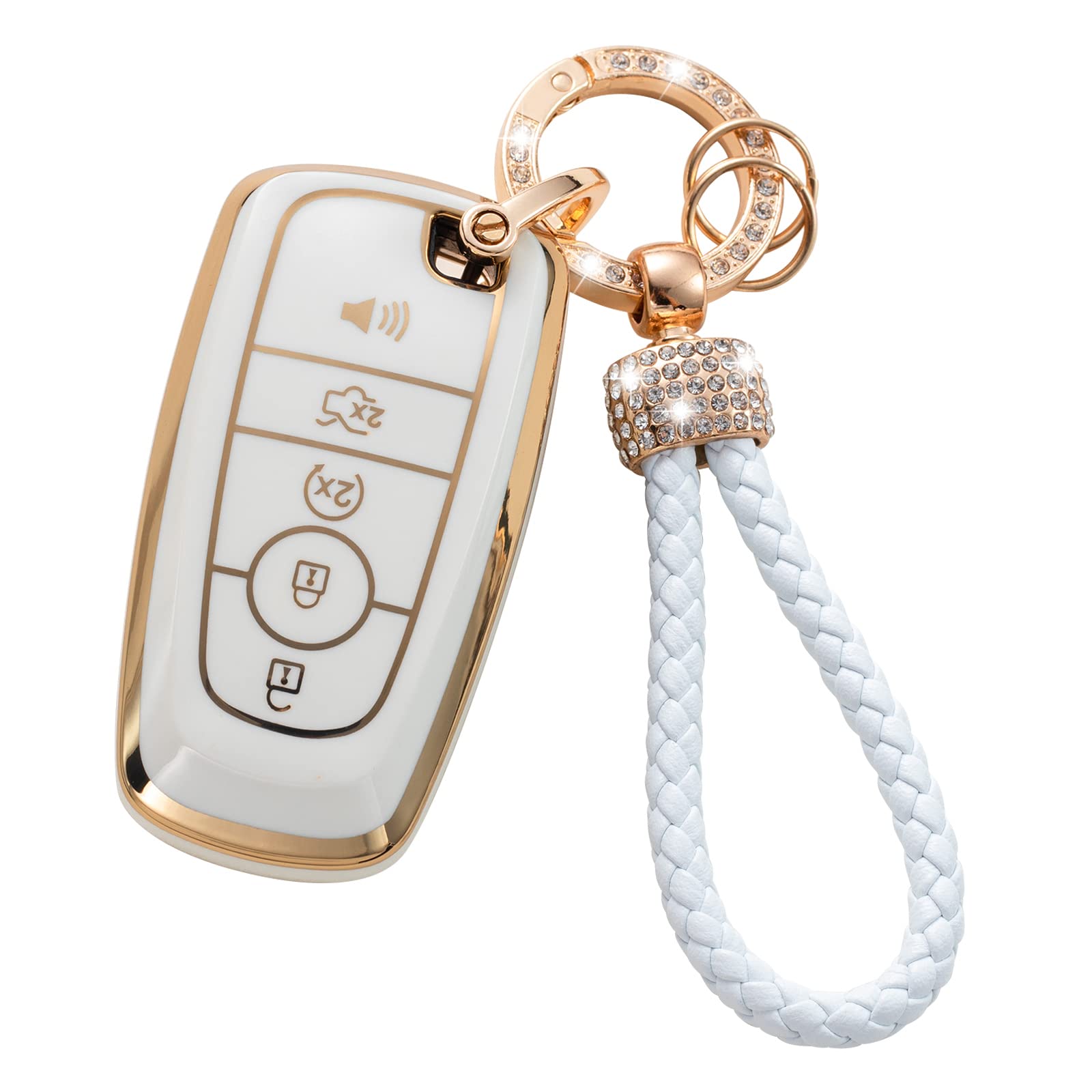 Premium TPU Key Fob Cover for Ford Edge/Escape/Expedition/Explorer/Fusion/Mustang/Ranger/F-150/F-250 - Durable Smart Key Case Protector with Keychain Lanyard - Perfect for Car Enthusiasts & Daily Protection