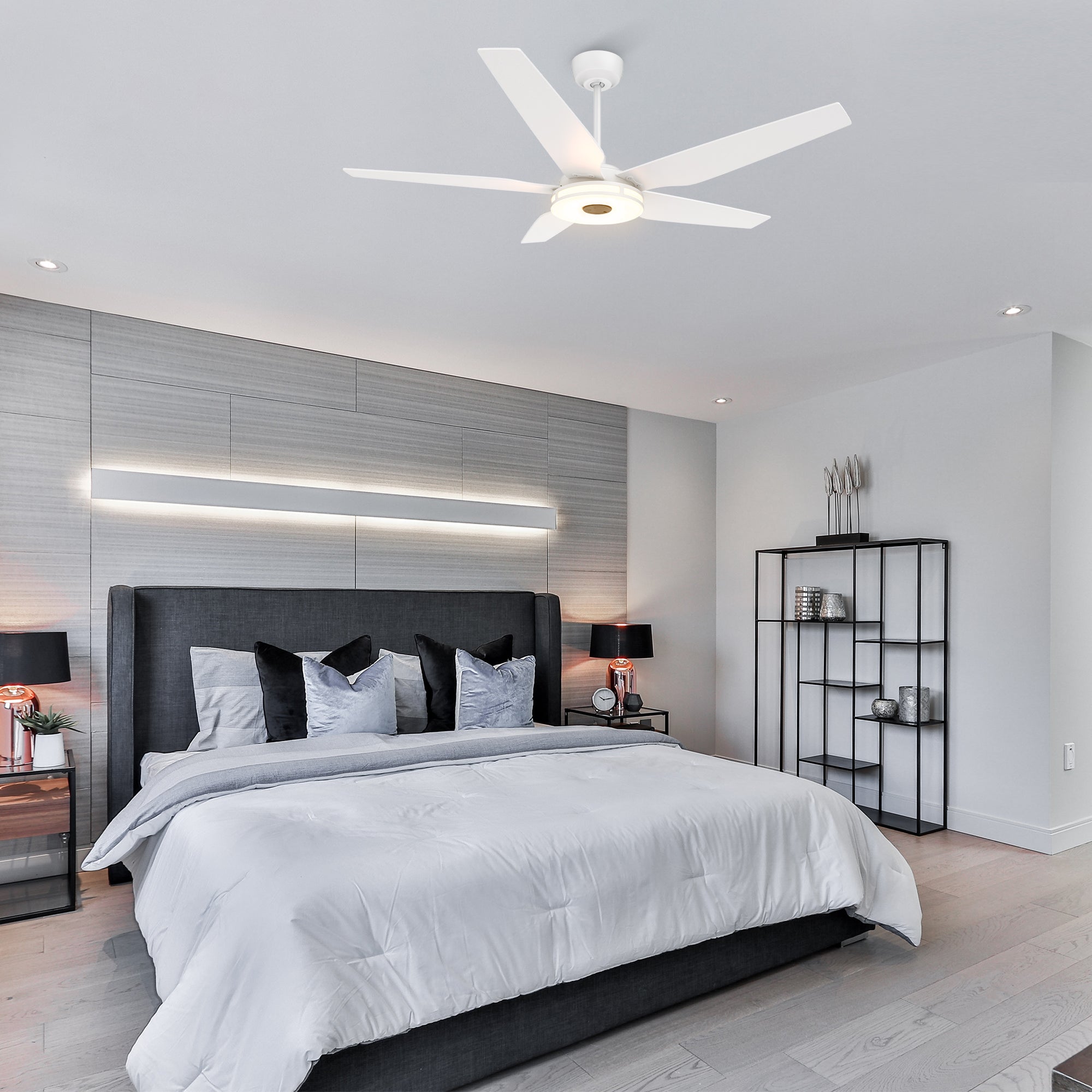 52 Inch Explorer Smart Fan with LED Light & Remote Control - Perfect for Outdoor Patio, Indoor Living Room & Bedroom Cooling