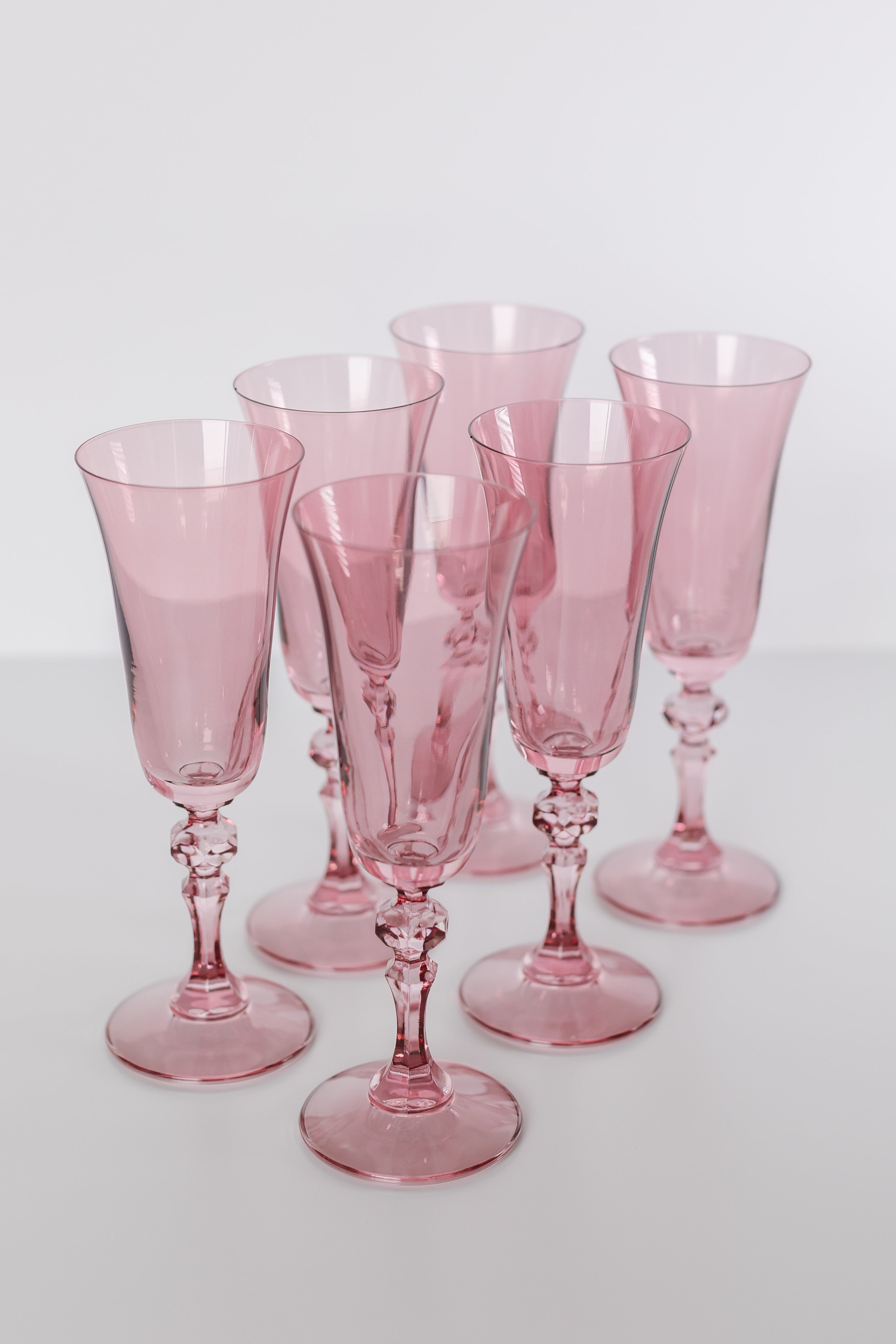 Estelle Colored Regal Flute Set of 6 - Elegant Rose Wine Glasses for Parties, Weddings & Special Occasions