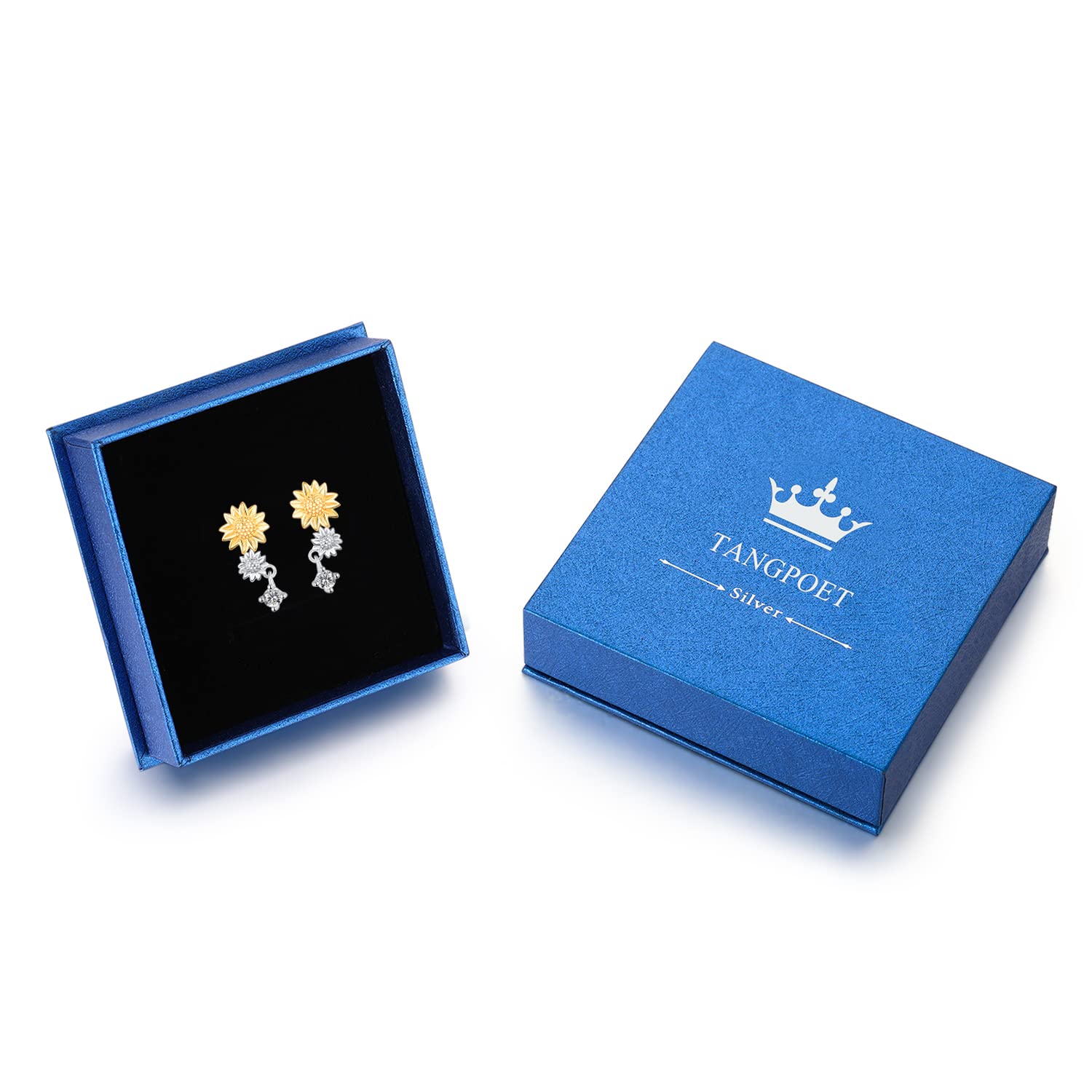 TANGPOET S925 Sterling Silver Sunflower Stud Earrings for Women - Hypoallergenic Flower Jewelry Gifts for Birthday, Anniversary & Everyday Wear - Perfect for Casual, Office & Special Occasions
