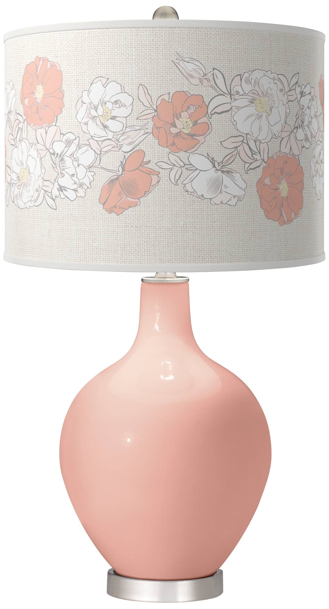 Rustic Rose Bouquet OVO Table Lamp - Color Plus Vintage Style Decorative Lighting for Bedroom, Living Room & Office