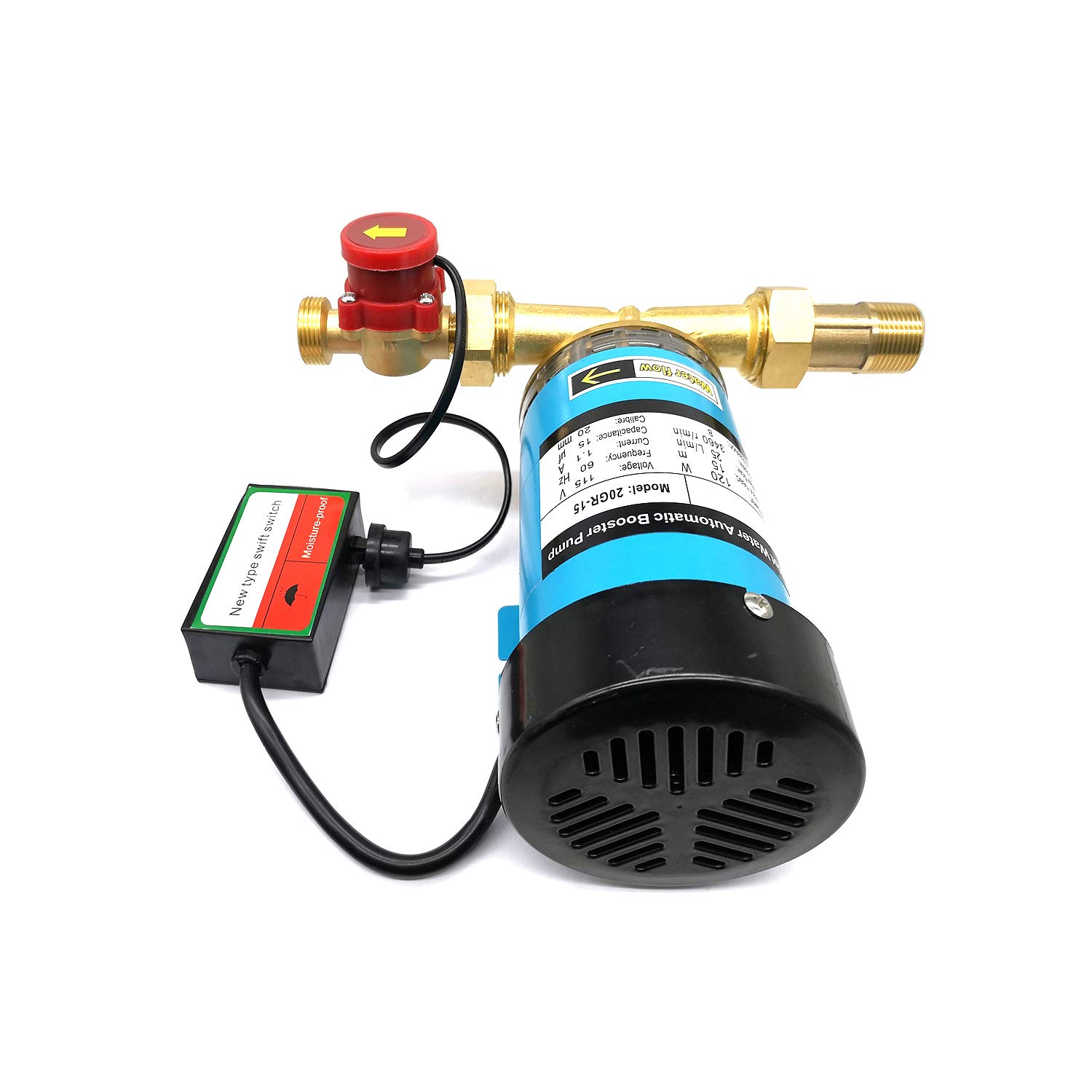 120W High Pressure Water Booster Pump - 1 Inch Outlet Automatic Shower Pump with Flow Switch for Bathroom & Shower System | Home Water Pressure Solution for Weak Flow Showers, Garden Irrigation & RV Use