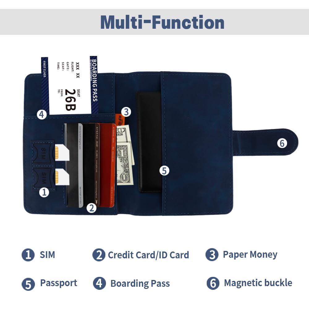 RFID Passport Holder - PU Leather Travel Wallet with Card Slots for Secure Journeys