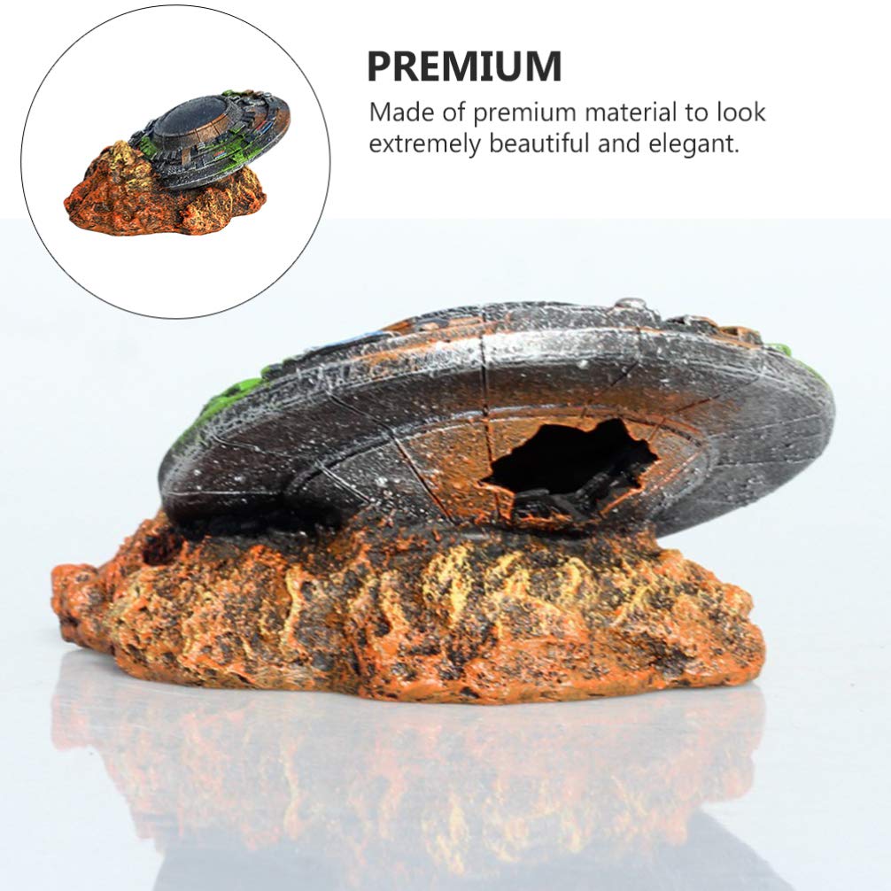 Hemobllo Resin Decor - 1Pc Chest Lizard Treasure Chest Sculpture, Animal Crawl Space Airplane UFO Decor, Sea Turtle Top Hat Figurine for Fish Tank & Home Decor | Perfect for Aquarium, Office Desk, and Gift Giving