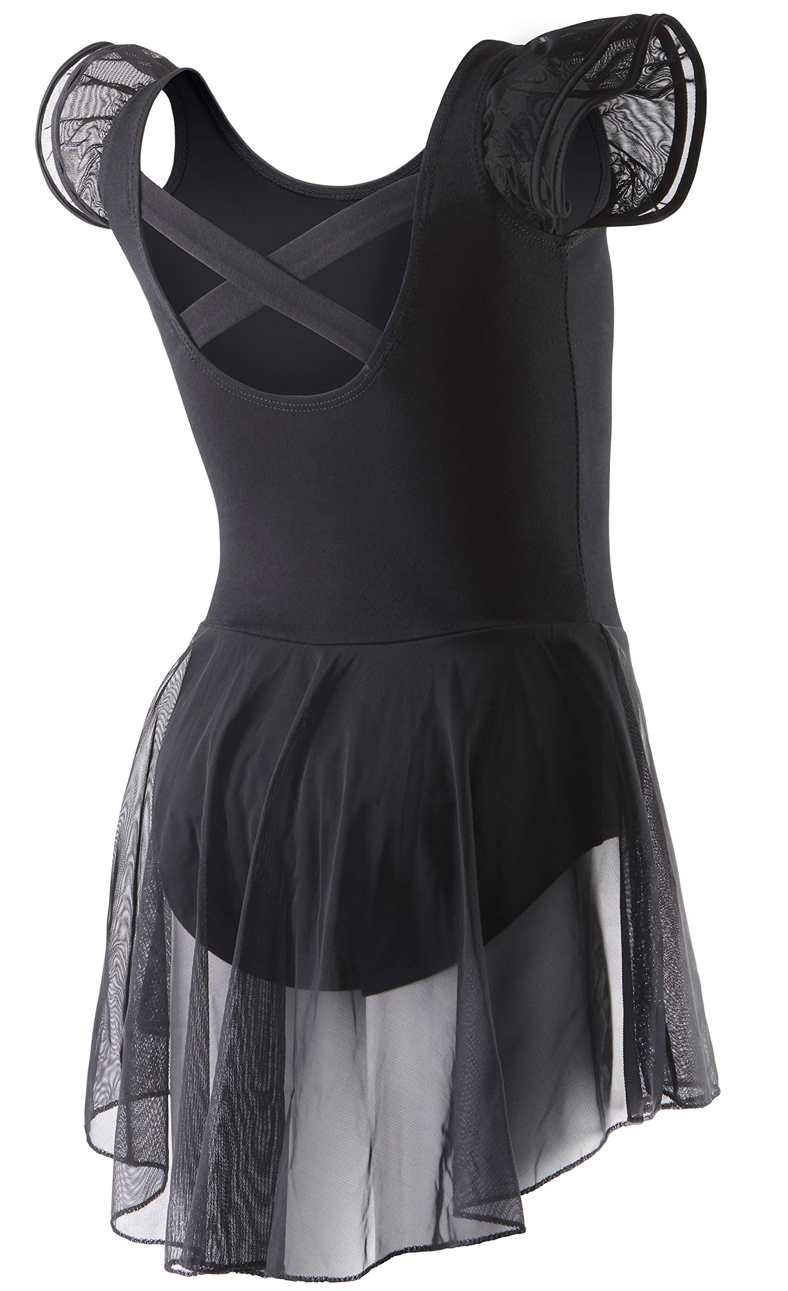 DIPUG Girls Ballet Leotard with Skirt - Toddler Dance Leotard with Flutter Sleeves & Criss Cross Back - Perfect for Ballet Class, Recitals & Dance Performances