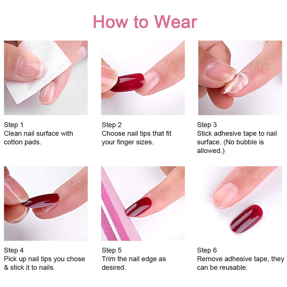Acrylic False Nail Tips - 12 Sizes Full Cover Fake Nails for Natural Look | Perfect for Salon, Home Manicure & Special Occasions