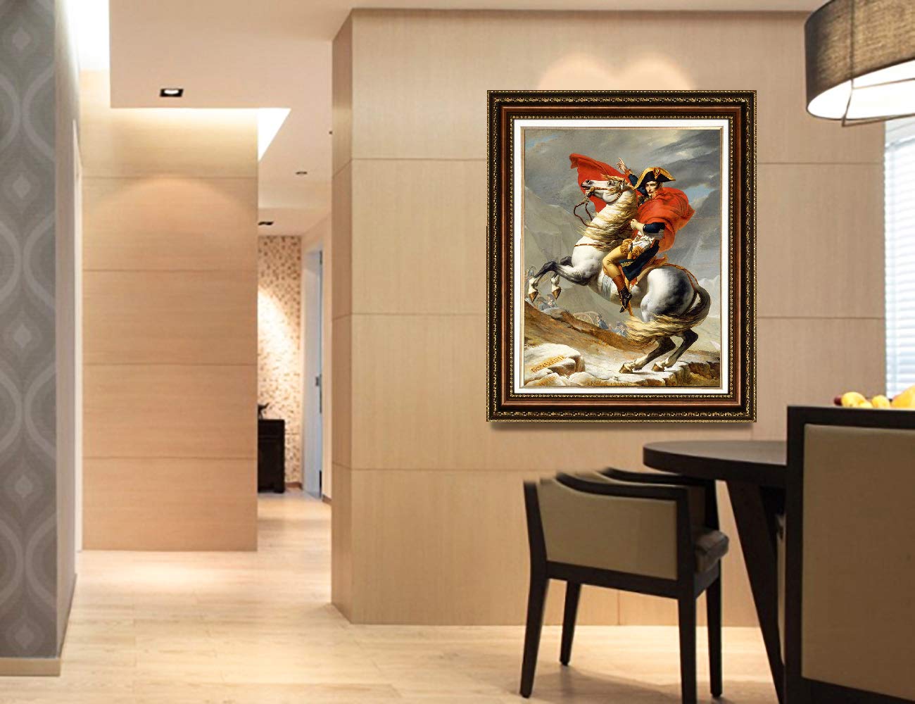 ELITEART Napoleon Crossing the Alps by Jacques-Louis David - Premium Giclee Oil Painting Reproduction on Canvas - Framed Wall Art 22x26 Inches - Perfect for Living Room, Office & Home Decor