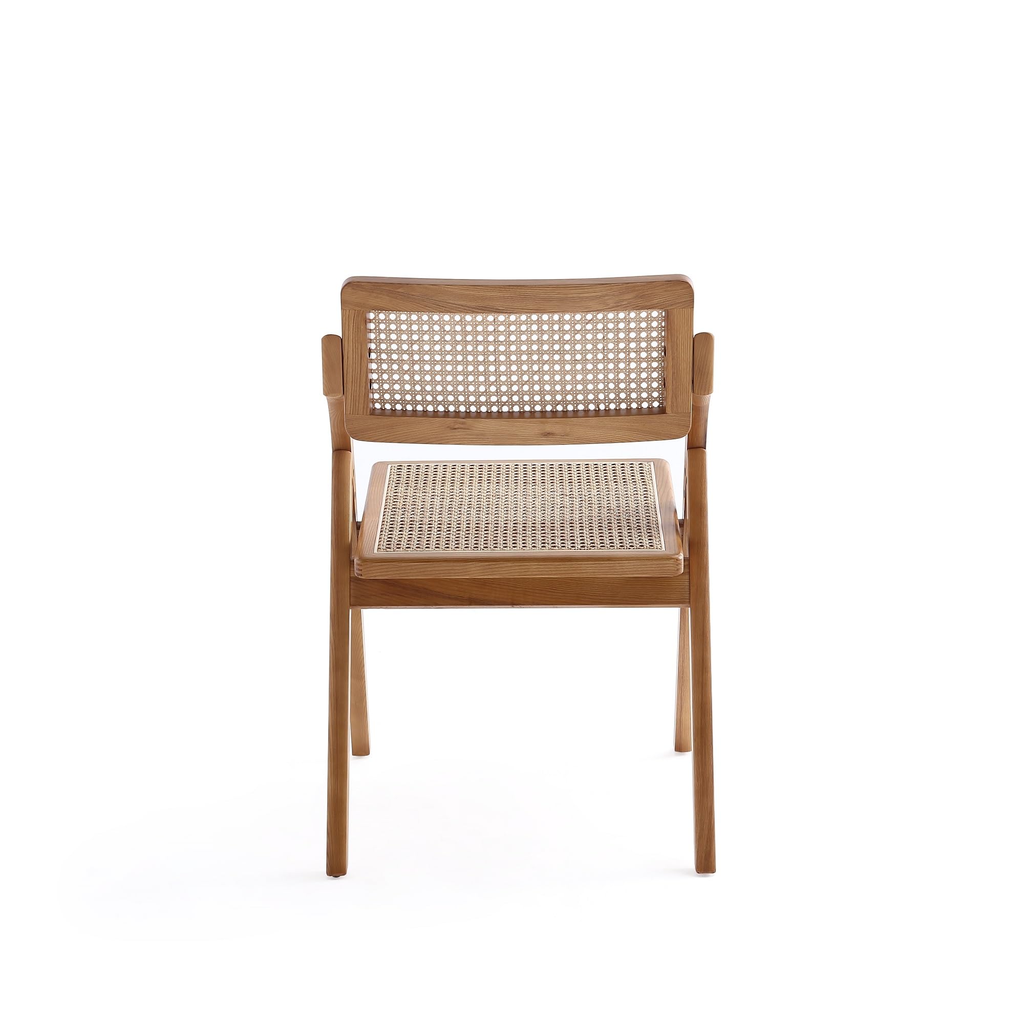 Manhattan Comfort Lambinet Folding Rattan Wicker Cane Side Chair - Set of 2 Natural Outdoor Dining Chairs for Patio, Restaurant, Bistro | Perfect for Garden, Poolside & Small Space Dining