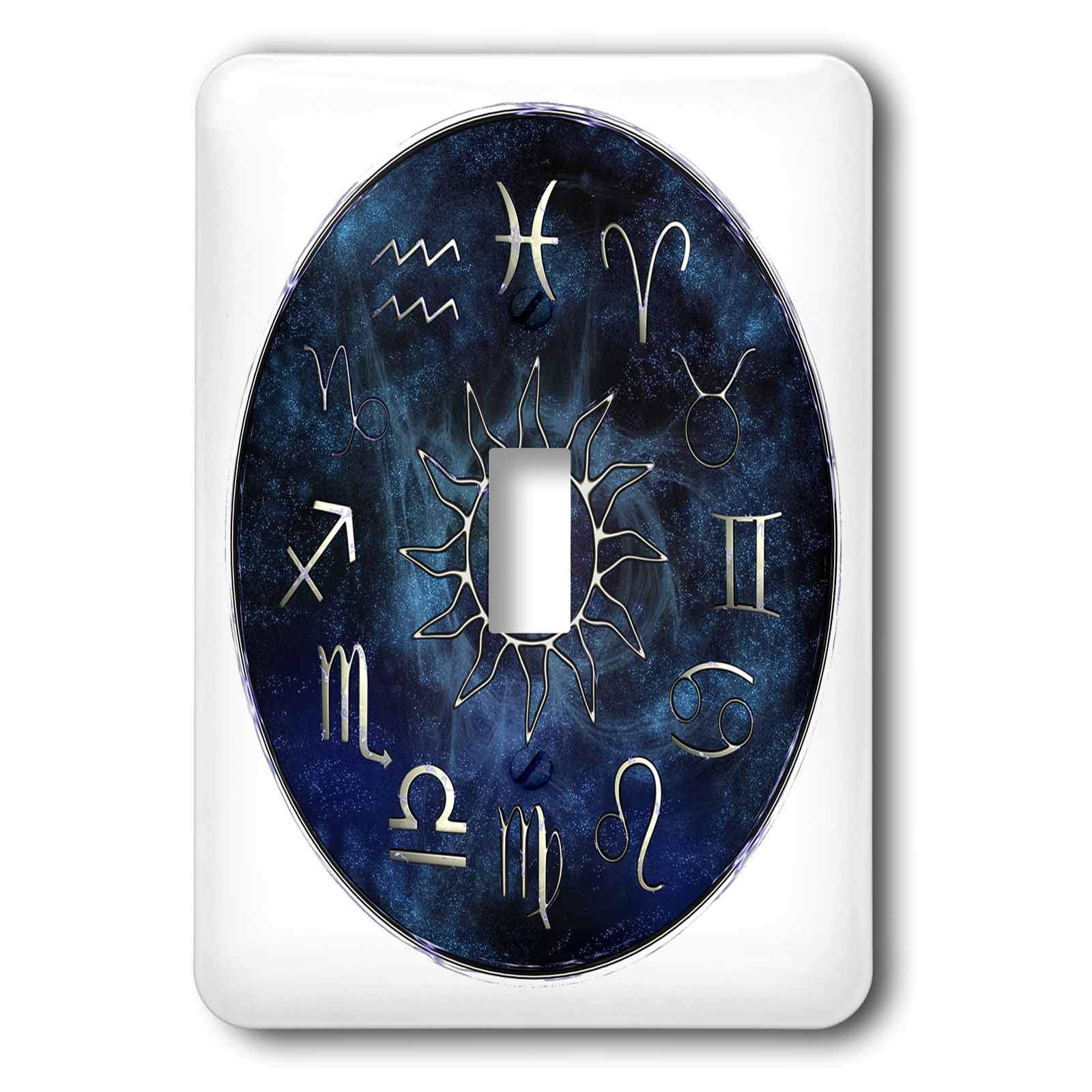 3D Rose Zodiac Astrology Symbols Western Light Switch Cover - Decorative Wall Plate for Bedroom, Living Room, Office & Home Decor