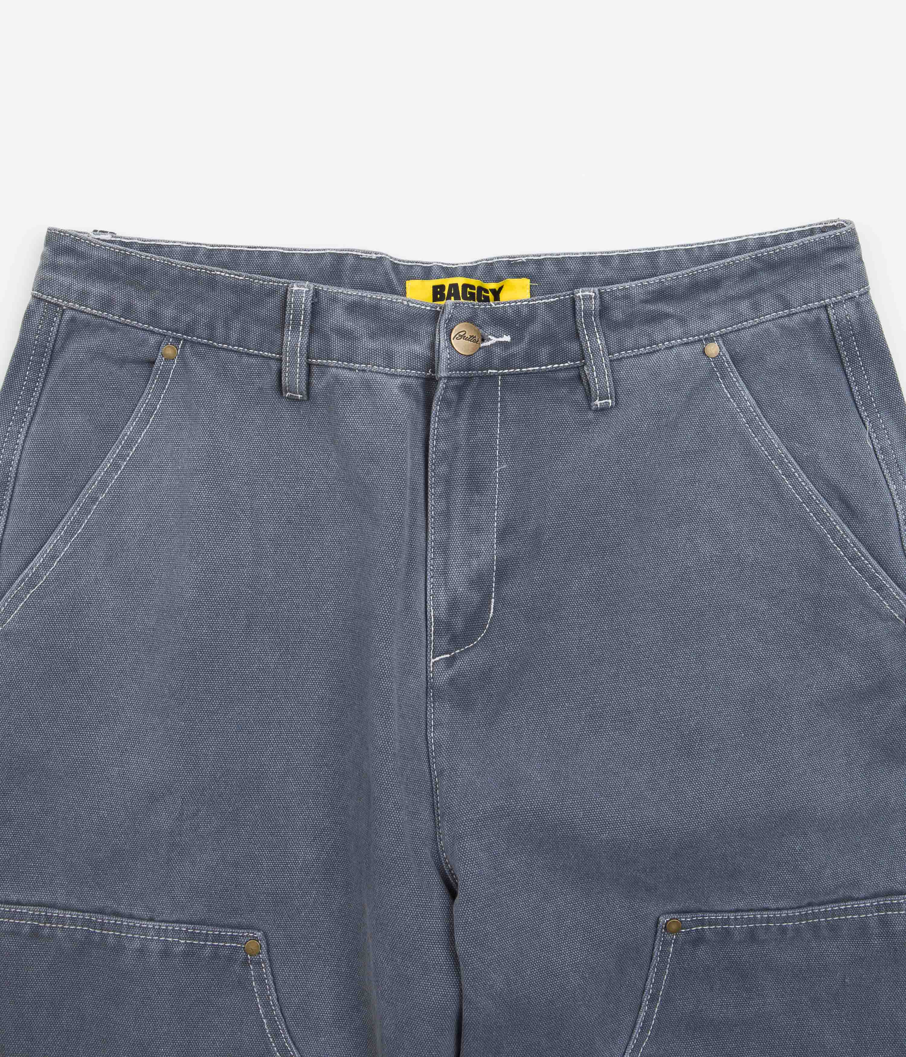 Butter Goods Washed Canvas Double Knee Work Pants - Slate Gray Durable Workwear for Men | Perfect for Construction, Carpentry & Outdoor Activities