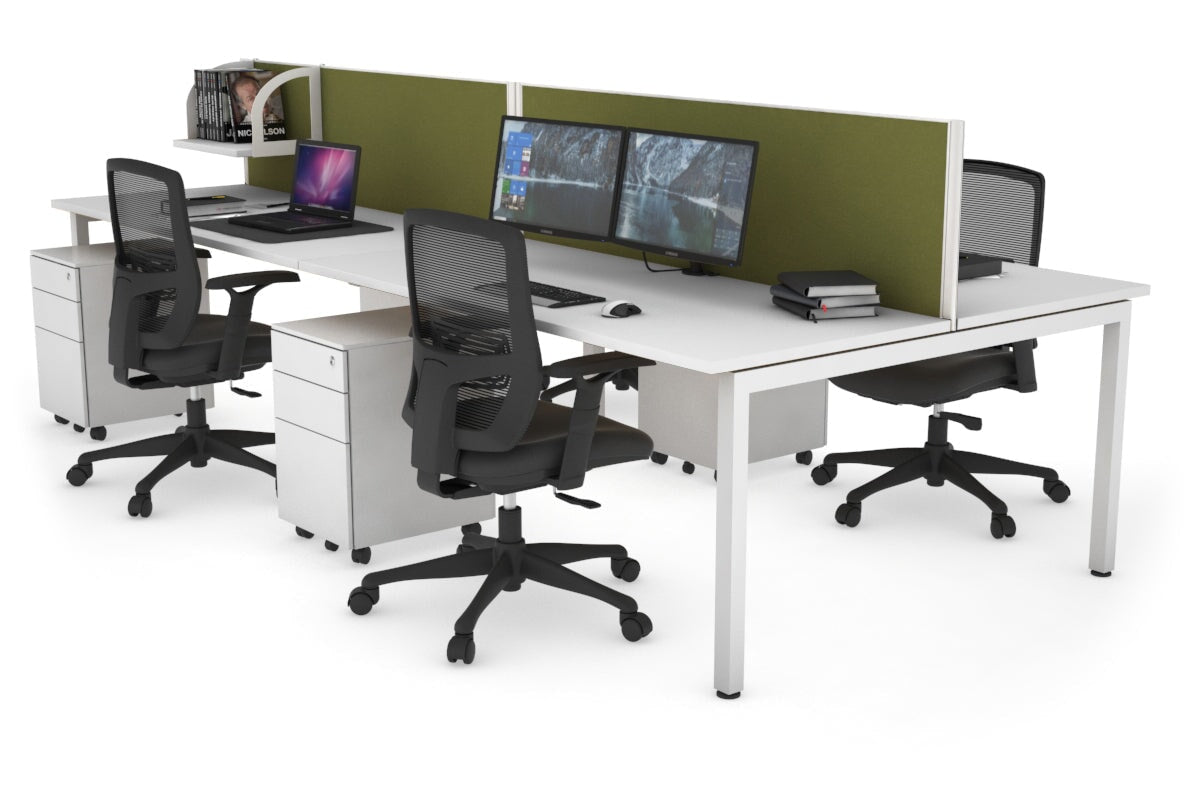Quadro Square Legs 4-Person Office Workstation Desk - 1200L x 700W - Modern Office Furniture for Collaborative Workspaces & Team Meetings