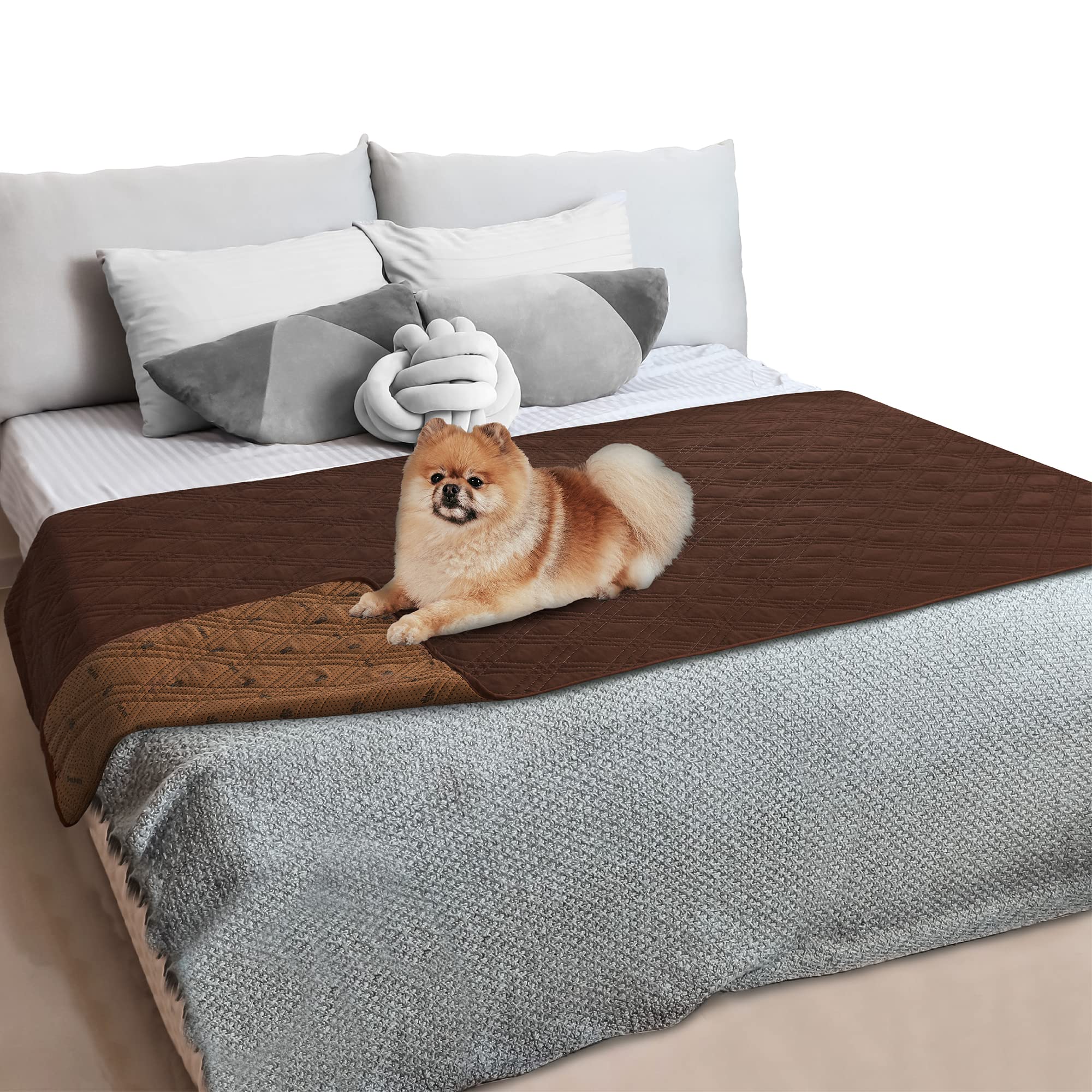 **PetAmi Waterproof Couch Cover for Dogs & Cats – Reversible Furniture Protector, Washable Pet Blanket (52x82 Inches, Brown) – Ideal for Sofas, Couches & Pet Beds**