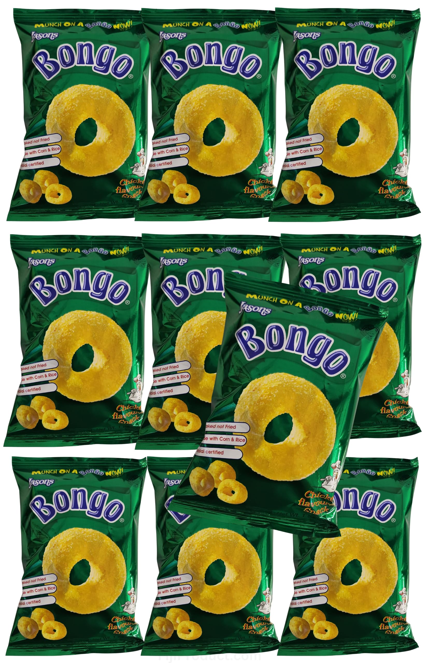 Bongo Chicken Flavor Puff Snacks - Value Pack of 10 x 28g Bags | Crunchy & Delicious Pacific Islanders' Favorite Snack for Parties, Road Trips & Movie Nights
