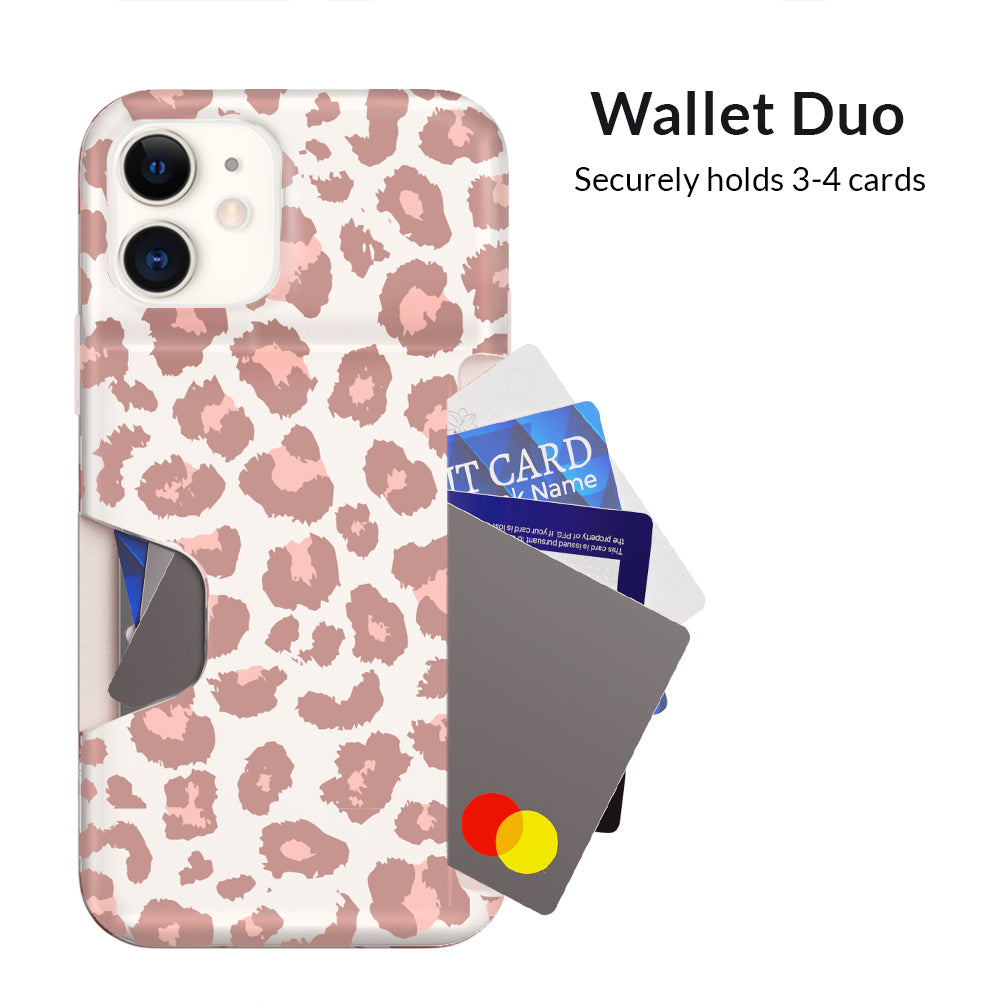 Blush Leopard Print iPhone Wallet Case - Slim Protective Cover with Card Holder for iPhone 13/14/15 Pro Max - Perfect for Everyday Use, Travel & Shopping