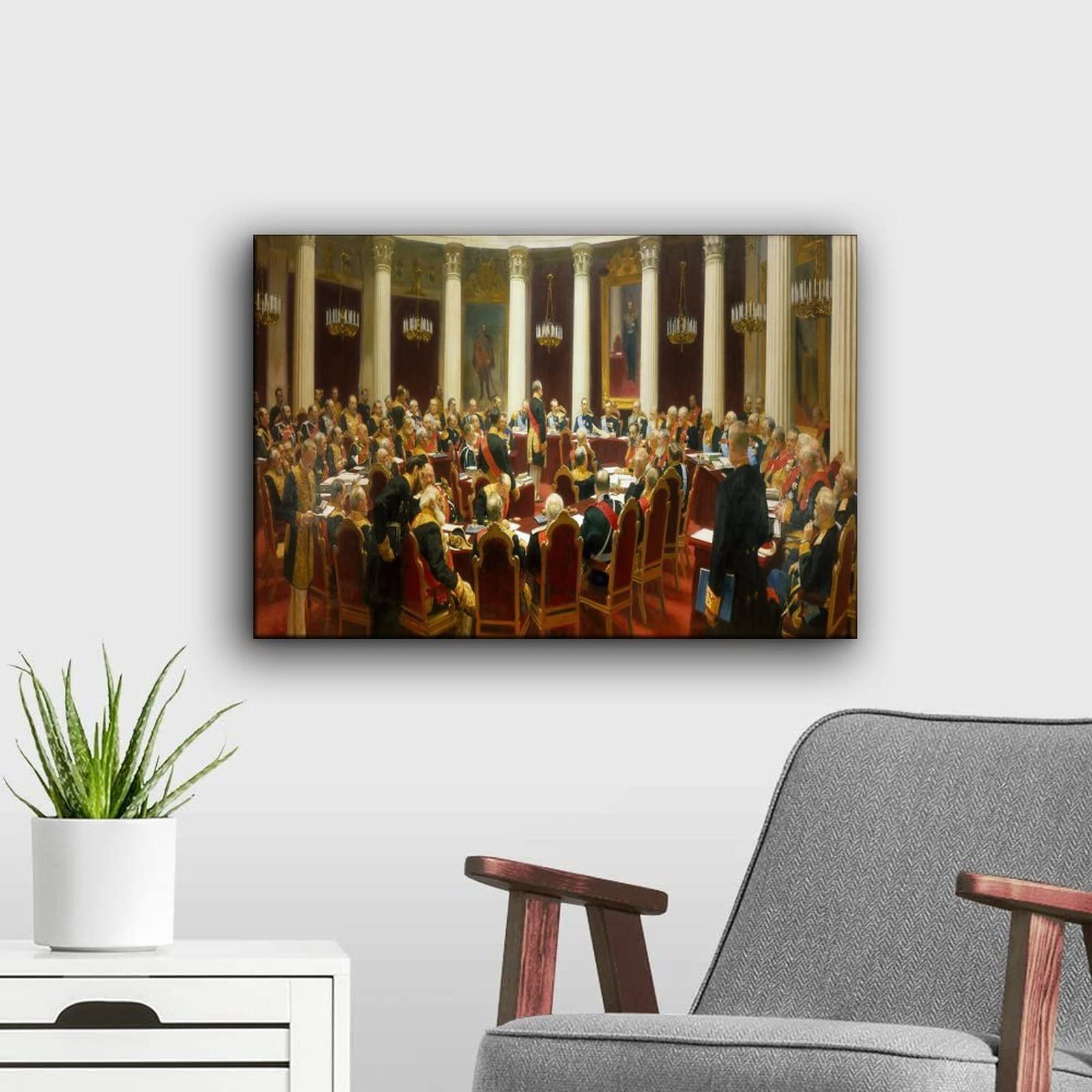 Ilya Repin's 25 Masterpieces - The State Council Meeting 1901 Canvas Wall Art | 16x24 Inch (40x60cm) | Living Room & Bedroom Decor | Perfect for Home, Office & Art Gallery Display