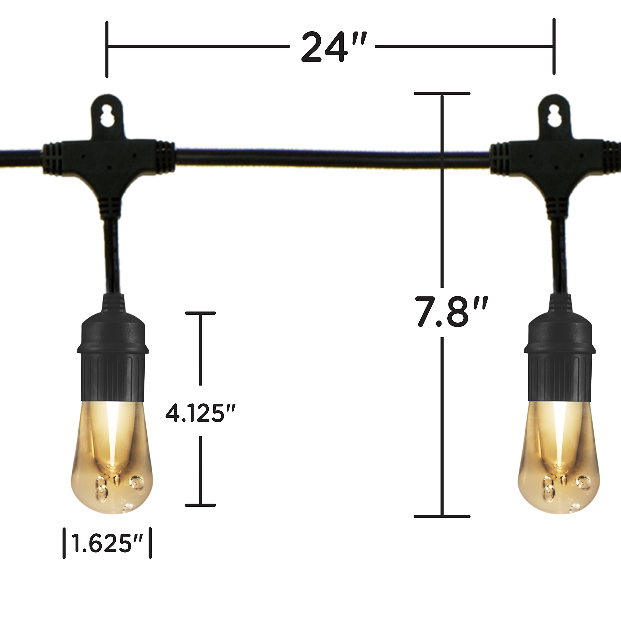 Enbrighten 24ft LED Outdoor String Lights - Shatterproof Waterproof Warm White Patio Lights with Durable Acrylic Bulbs for Balcony, Backyard, Deck, Party - Perfect for Outdoor Dining, Wedding Decor & Garden Lighting