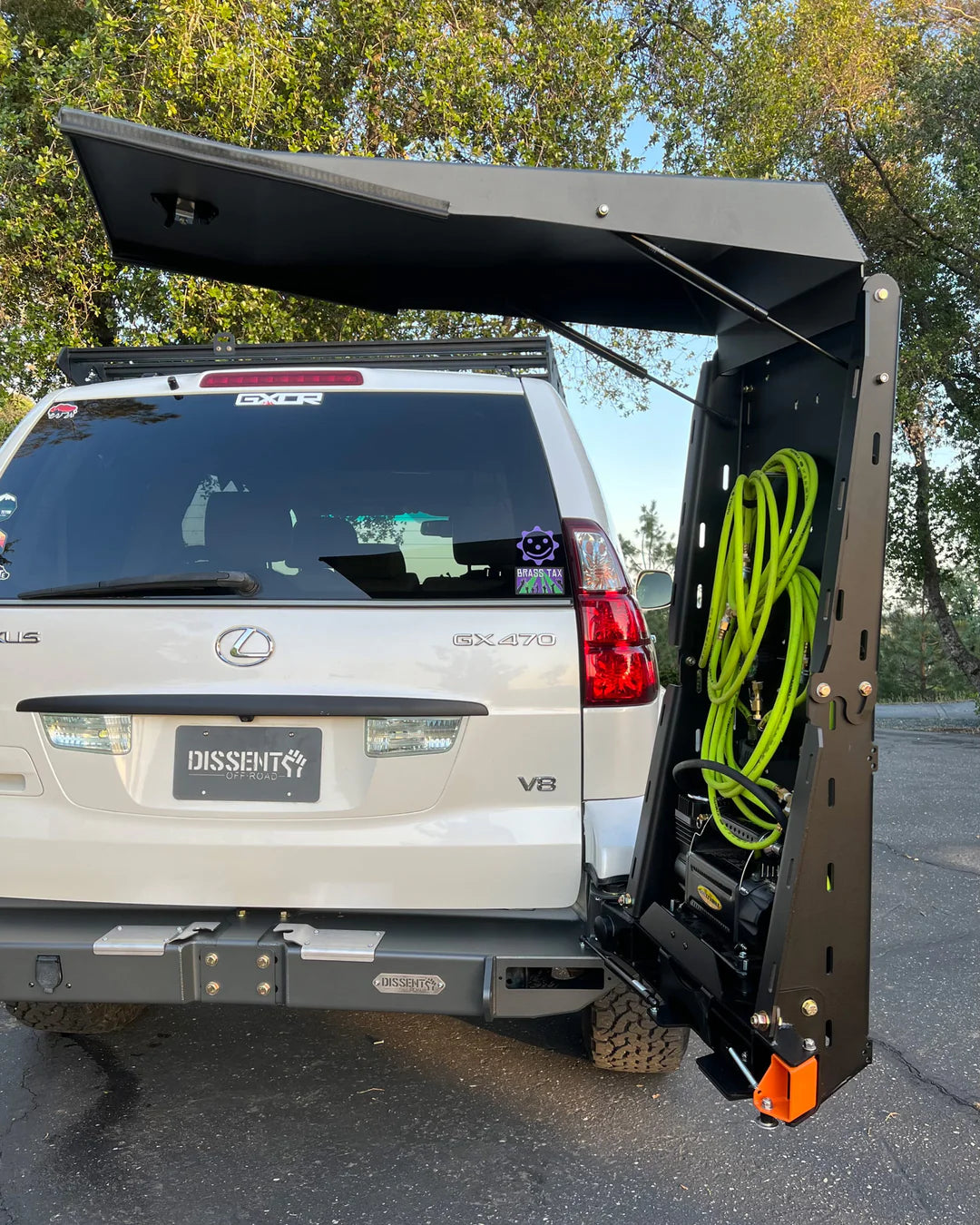 Dissent Off Road Overland Pro Swing Out for Modular Rear Bumper - Heavy Duty Spare Tire Carrier & Gear Rack for Jeep Wrangler & Gladiator - Perfect for Off-Roading & Overland Adventures