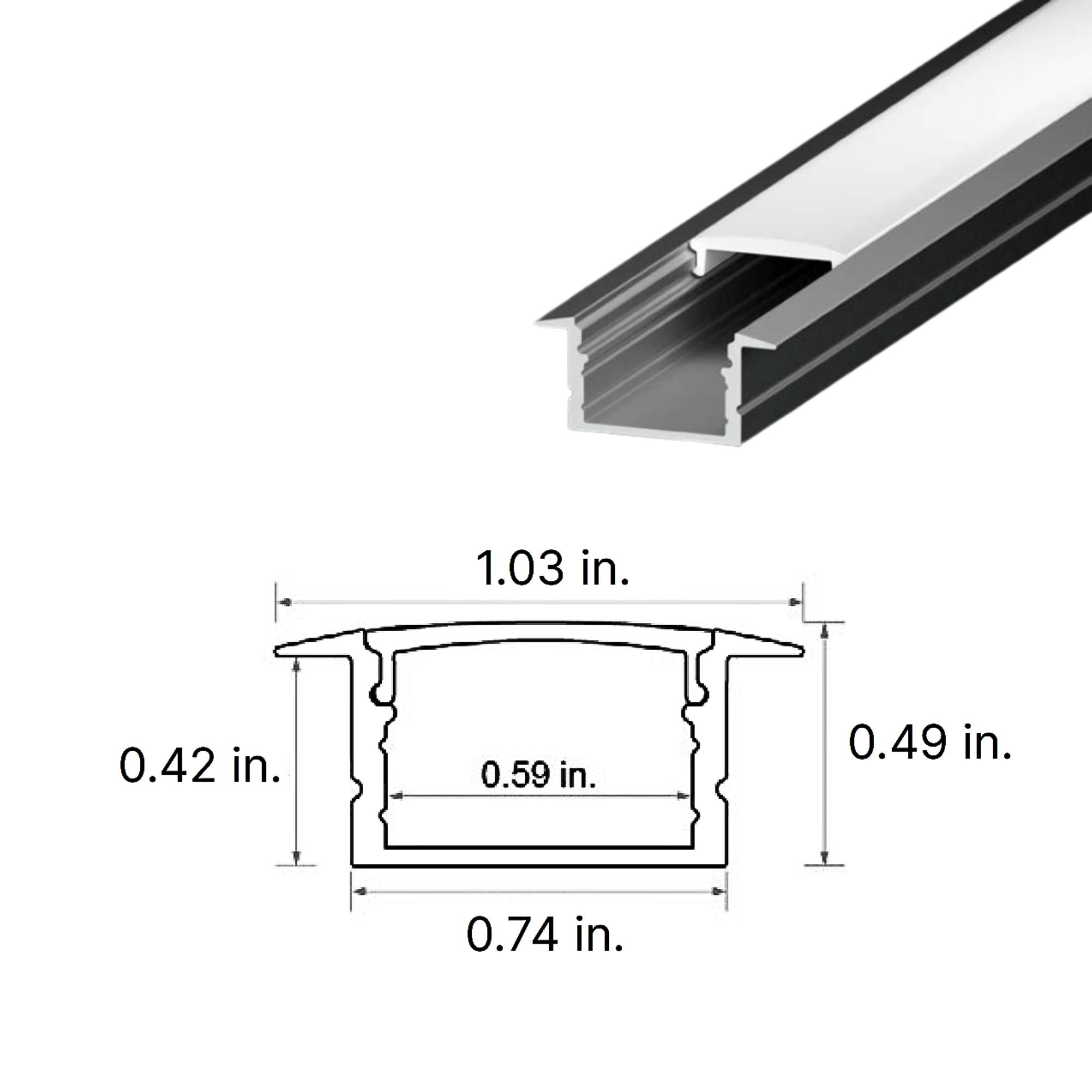 48 Pack Recessed Aluminum Channel for LED Strip Lights - Durable U-Shaped Track for Home, Kitchen, and Cabinet Lighting (12mm/0.47in Width) - Easy Installation & Professional Look
