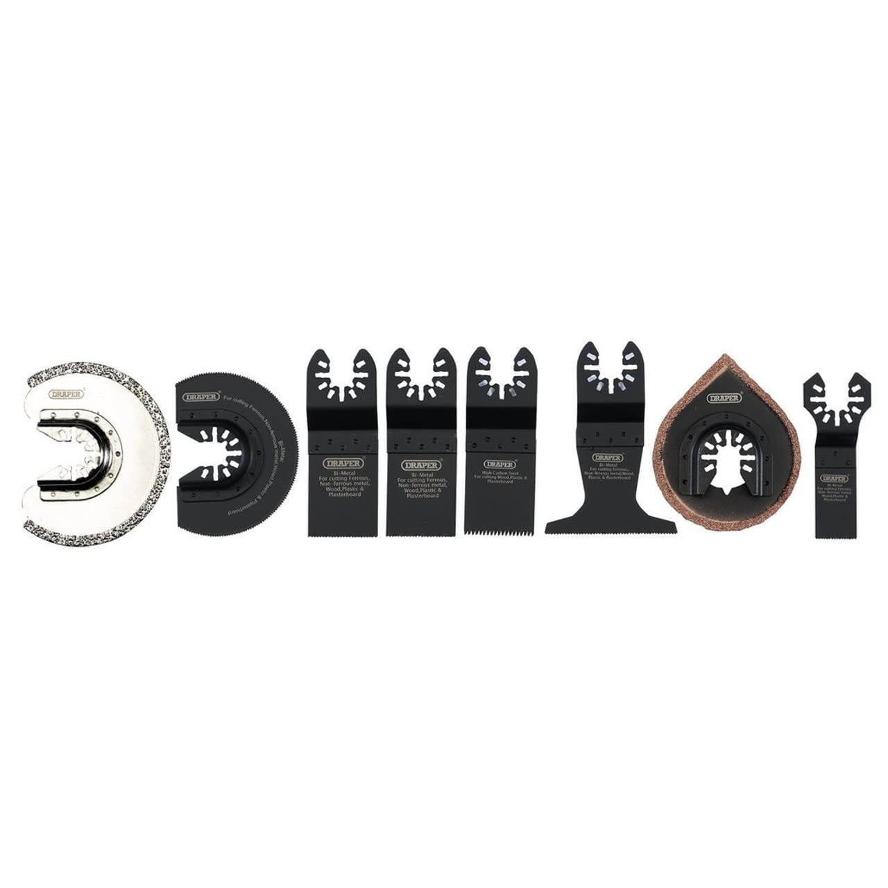 Draper 70480 Multi-Tool Blade Set - 8 Piece Replacement Blades for Oscillating Tools | Perfect for Woodworking, Metal Cutting, and DIY Home Renovation Projects