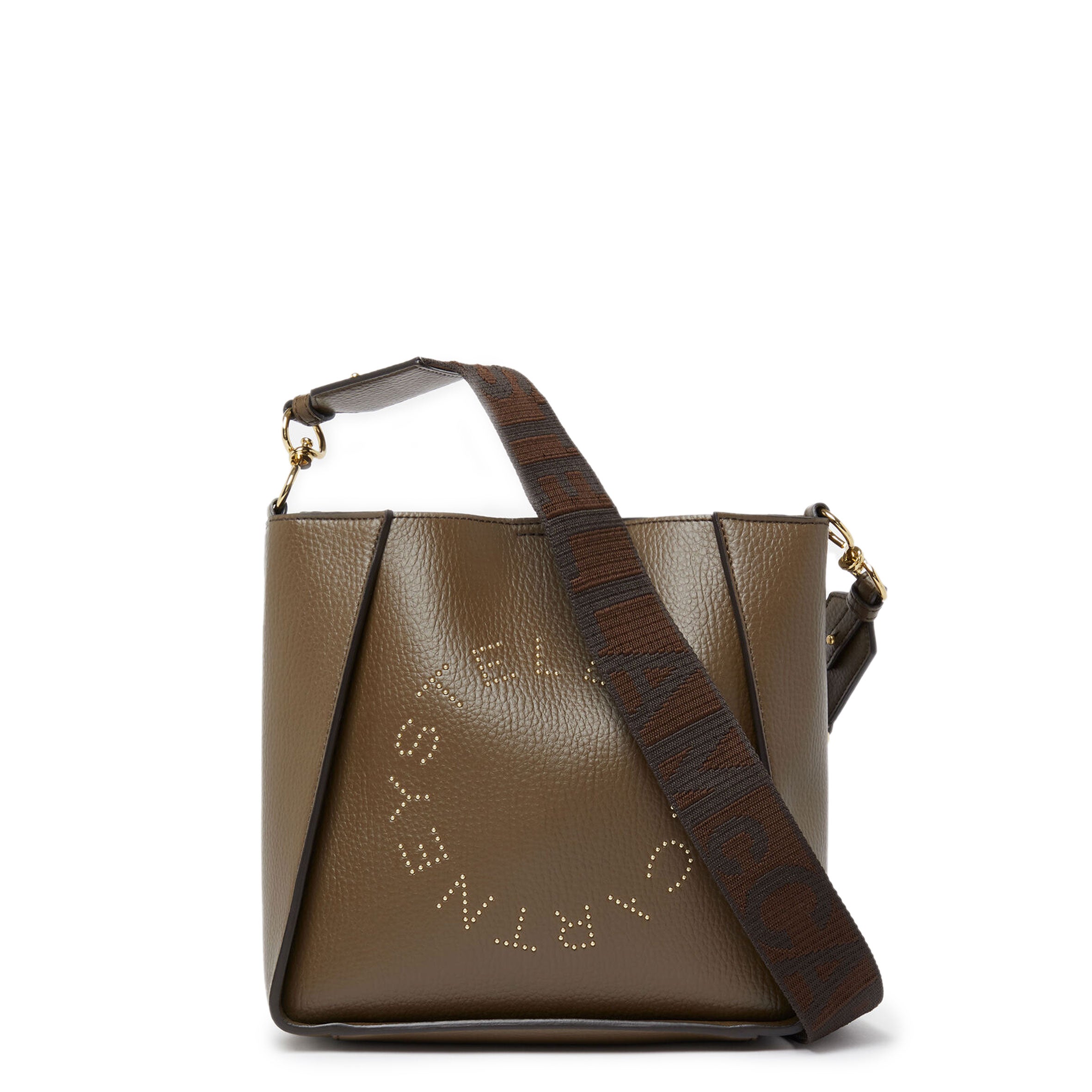 Stella Logo Mini Crossbody Hobo Bag with Grain Stud Detail in Brown - Stylish & Compact Purse for Women, Perfect for Everyday Use, Travel & Casual Outings