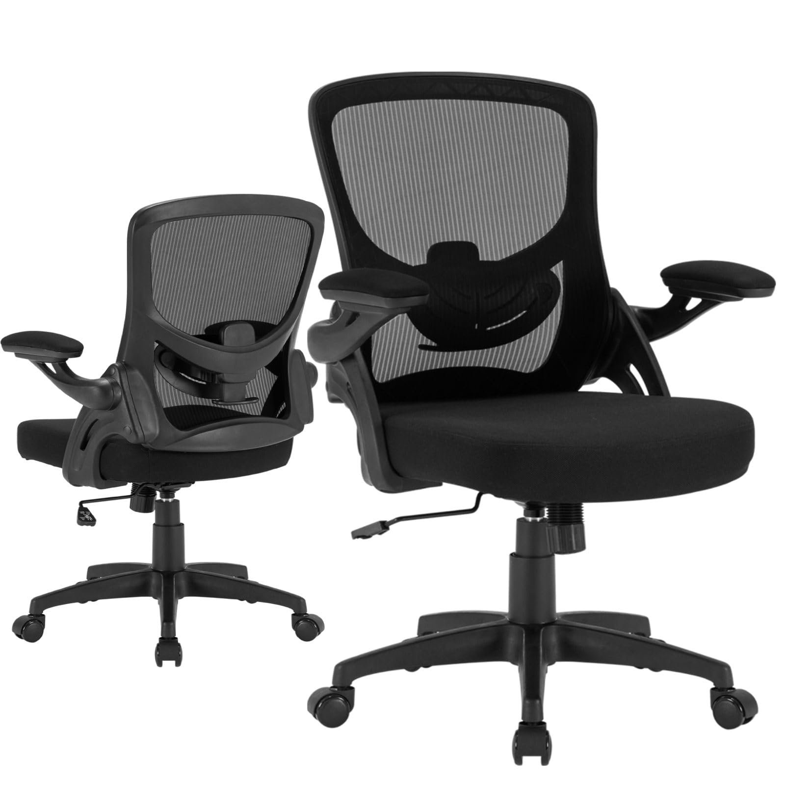 Ergonomic Mesh Office Chair with Adjustable Lumbar Support - Flip-Up Armrests & Height Adjustable Swivel Desk Chair for Home Office - 300 lbs Weight Capacity - Perfect for Long Work Hours & Gaming Sessions
