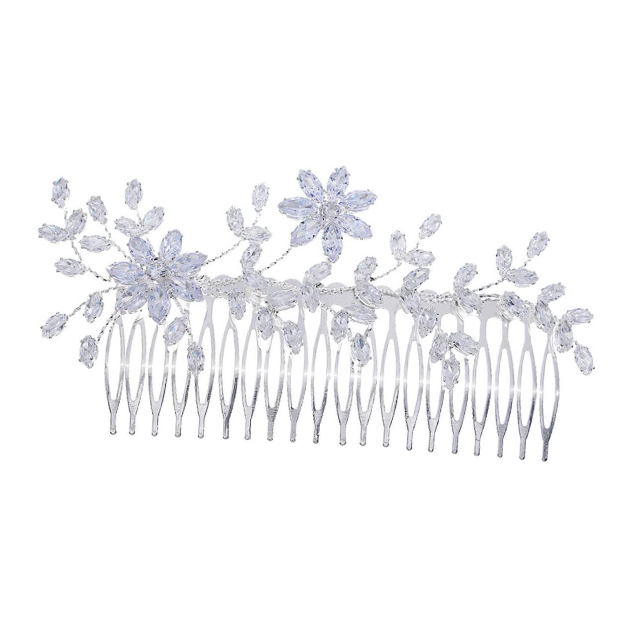 Beavorty Rhinestone Wedding Hair Comb - Alloy Bridal Hair Clip with Flower Leaf Design for Bride, Prom, Party & Special Occasions