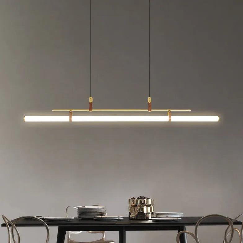 Modern Tubular Metal LED Pendant Light for Dining Room - Adjustable Hanging Fixture with Warm White Light, Perfect for Kitchen Island, Breakfast Nook & Restaurant Decor