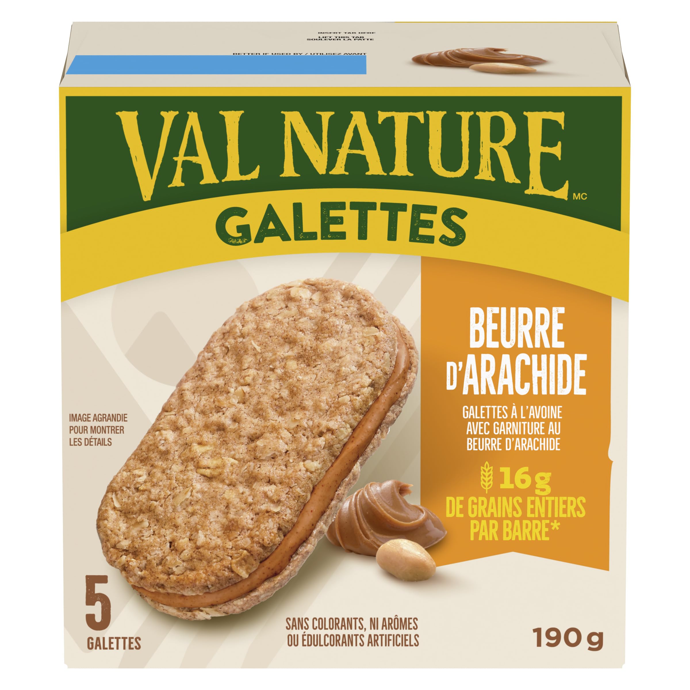 NATURE VALLEY Peanut Butter Oat Biscuits - 5 Pack | No Artificial Colors or Flavors | Healthy Snack for Hiking, Office & School Lunch