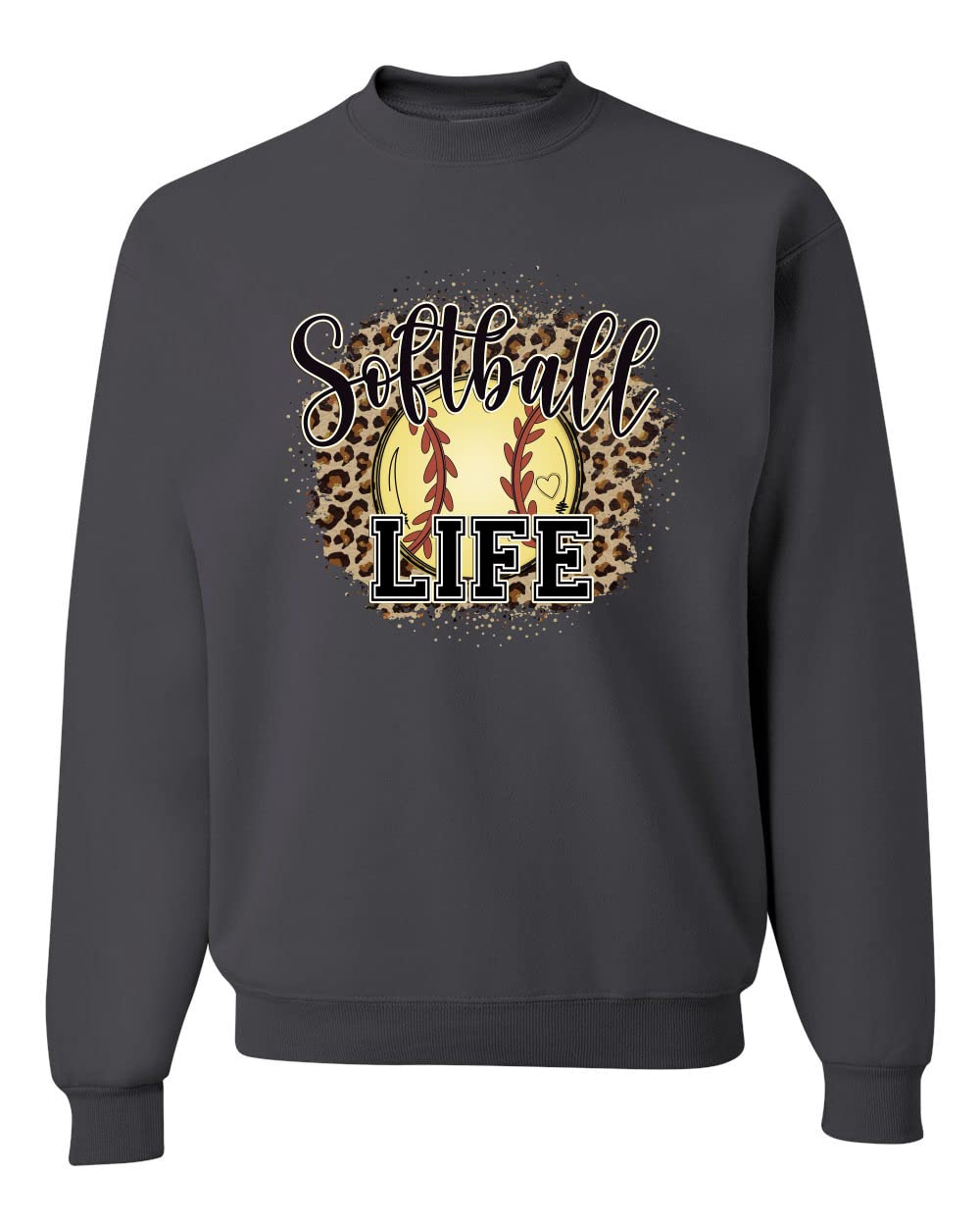 Wild Bobby Softball Life Animal Print Graphic Sweatshirt - Unisex Crewneck Pullover for Girls & Women - Perfect for Sports, Casual Wear & Team Spirit Outfits