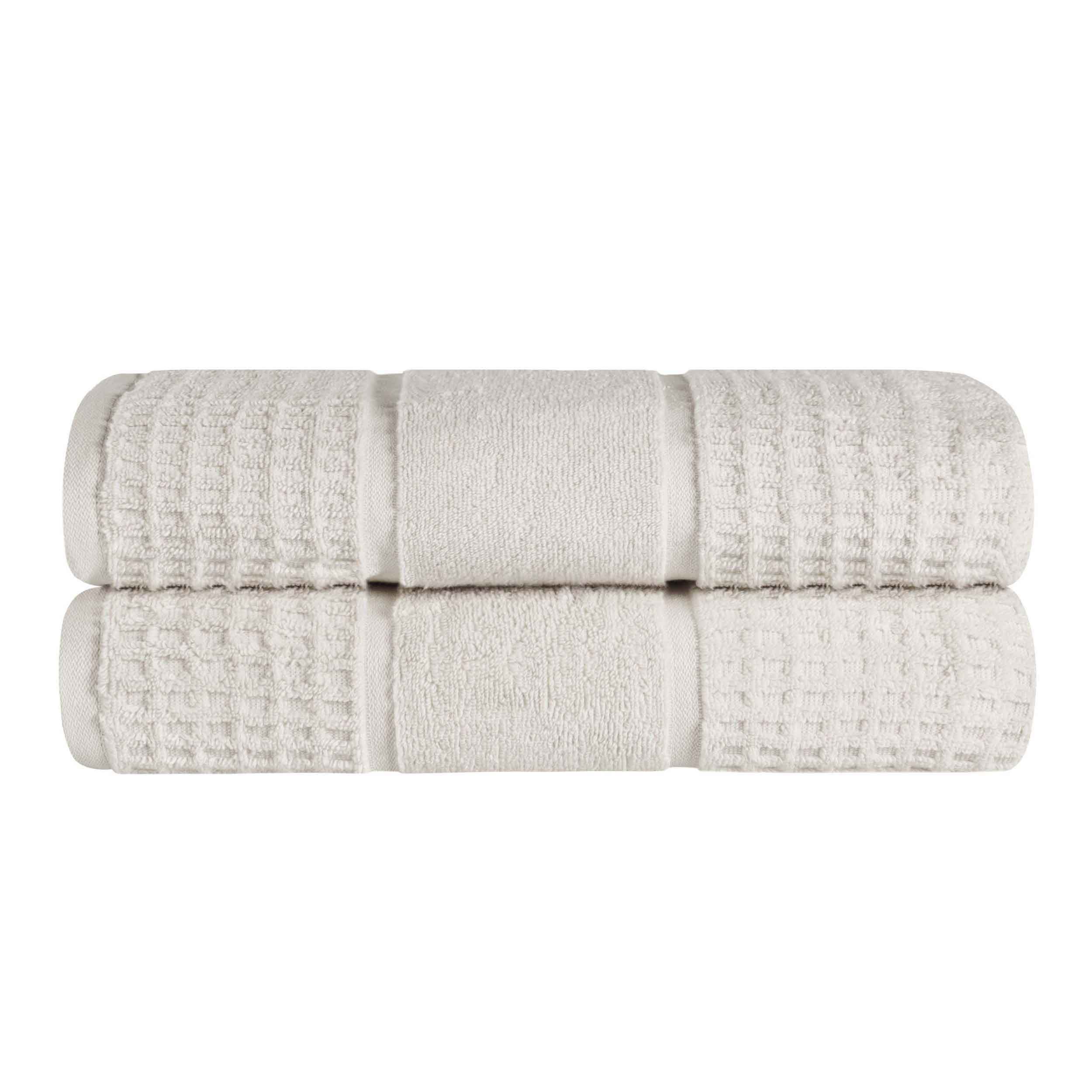 Premium Zero Twist Cotton Waffle Honeycomb Bath Towel Set of 2 - Ultra Soft & Highly Absorbent - Perfect for Spa, Bathroom & Luxury Home Use