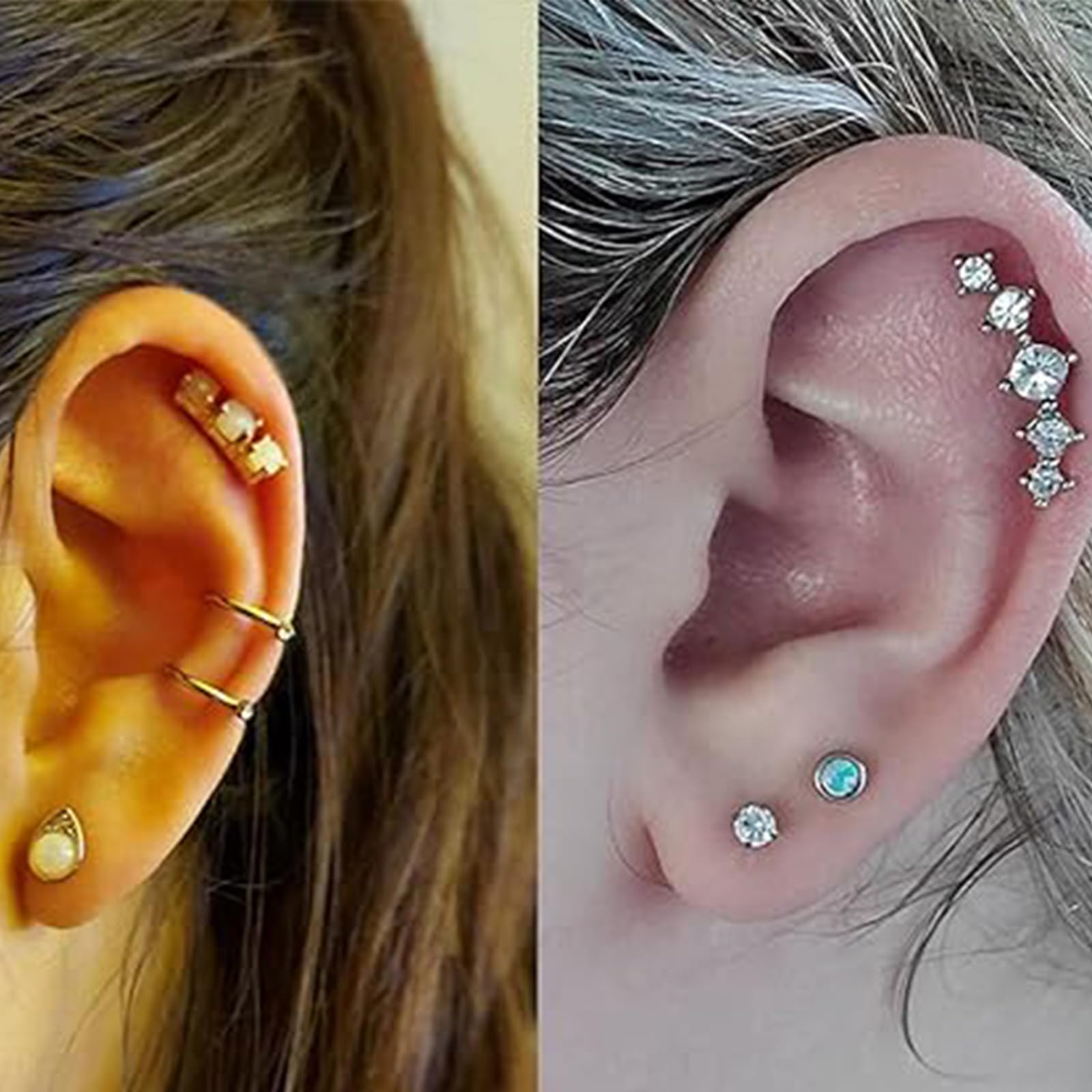 AVYRING Disposable Ear Piercing Gun Kit - 316L Surgical Stainless Steel with Colored CZ Mixed Shapes - 4mm CZ Stud Self Ear Piercer Tool for Home Use - Perfect for First Ear Piercing, Gifts & DIY Beauty Care